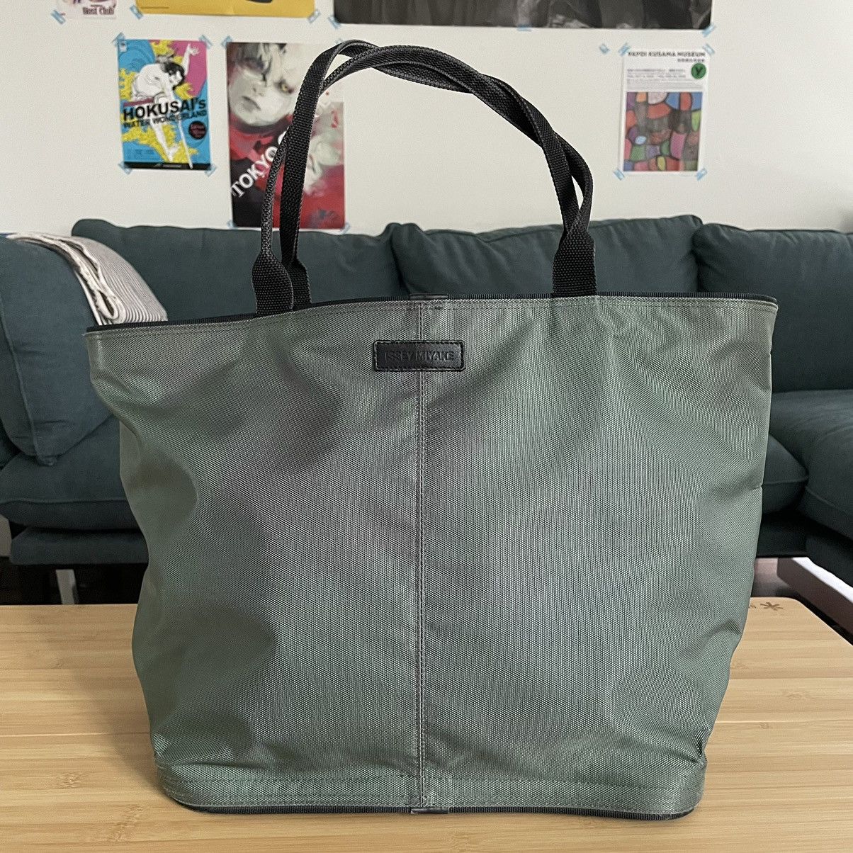Issey Miyake 2000s ballistic nylon tote bag olive black leather vintage Size ONE SIZE - 1 Thumbnail