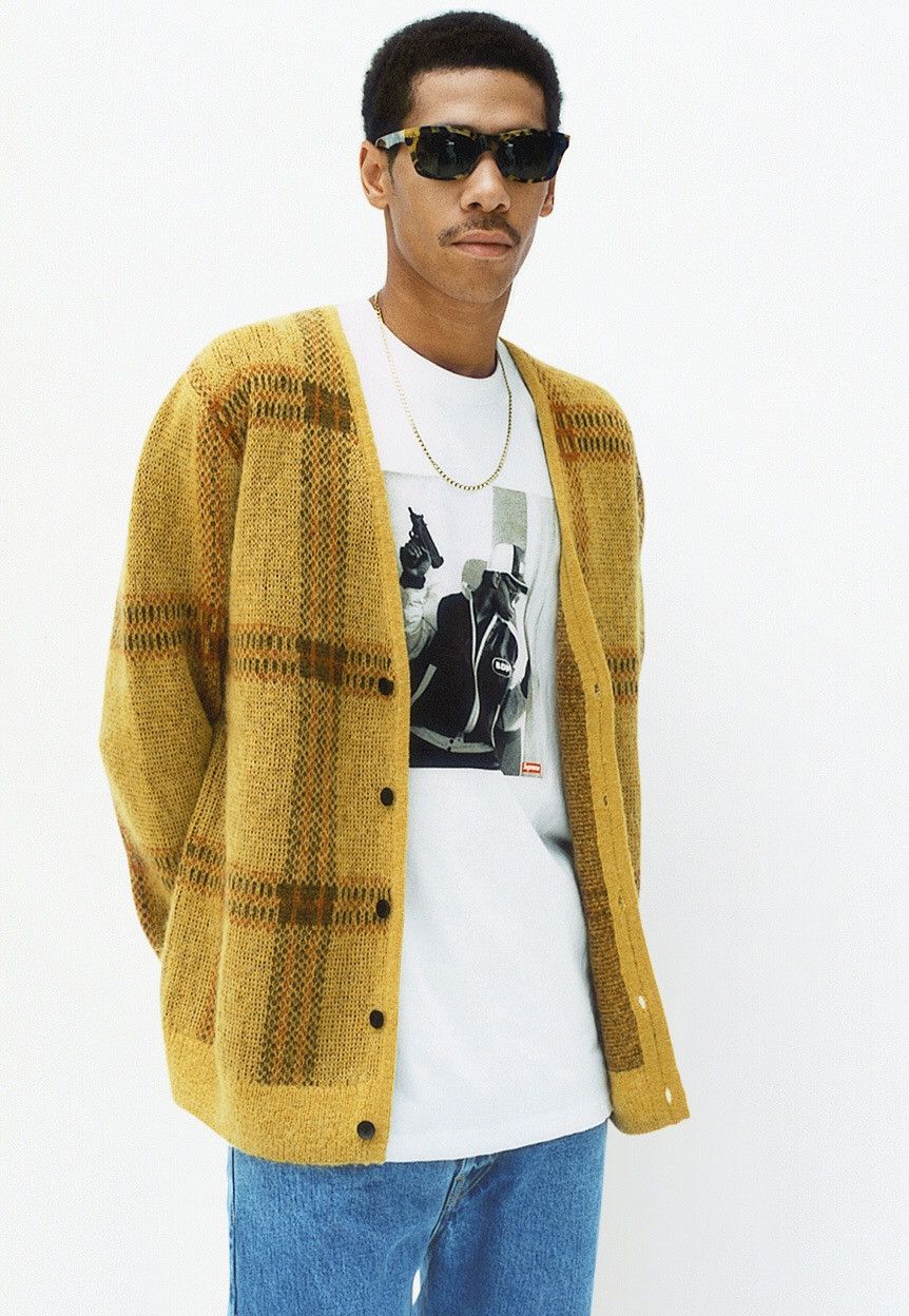 supreme plaid mohair cardigan 14aw sサイズトップス