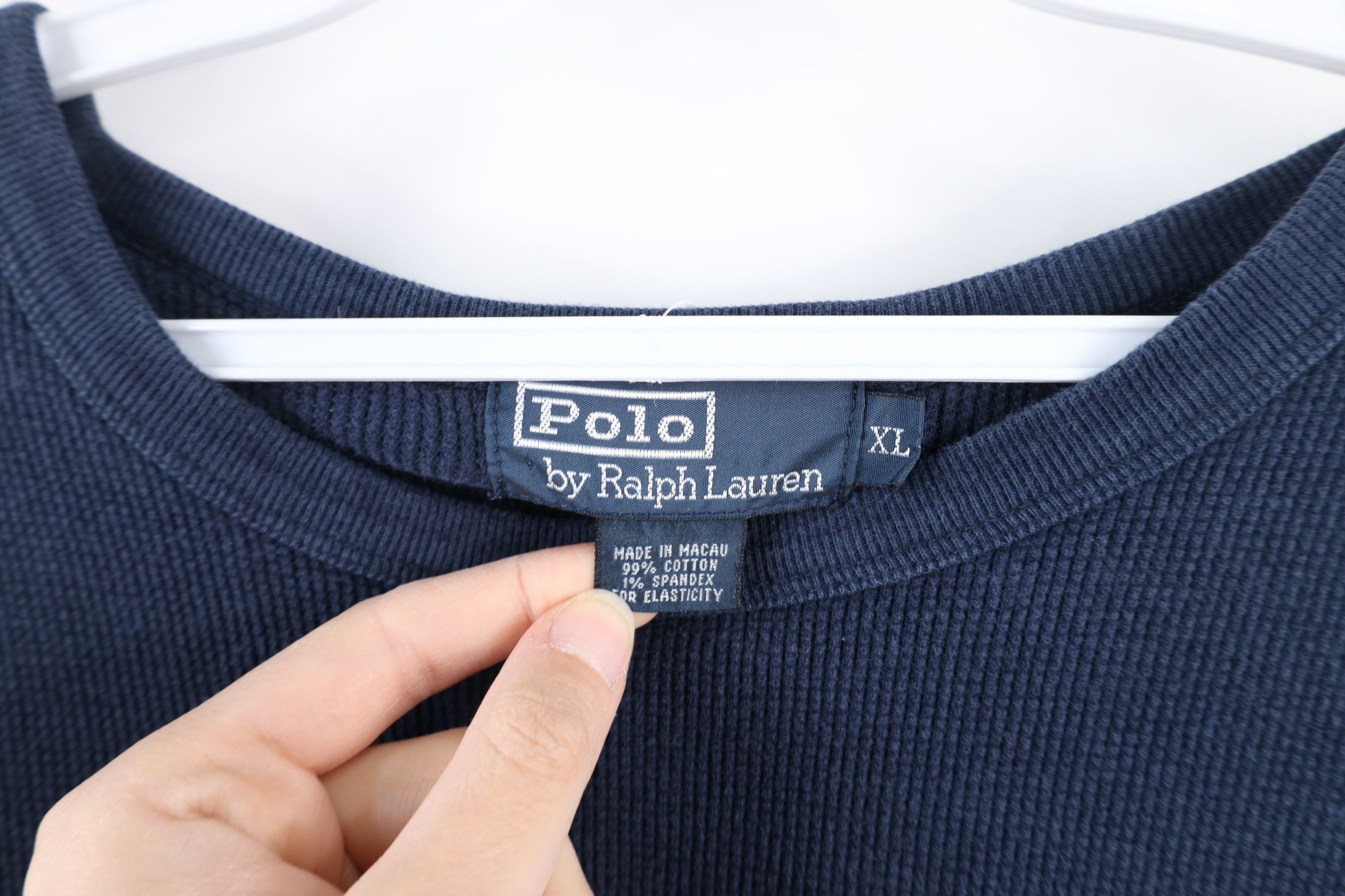 Polo Ralph Lauren × Vintage Vintage 90s Ralph Lauren Thermal Waffle Long Sleeve T-Shirt Size US XL / EU 56 / 4 - 4 Thumbnail