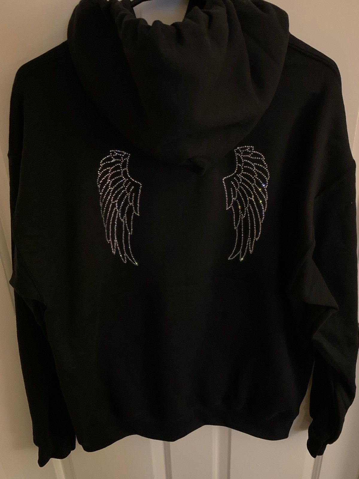 Rhinestones Cross and Wings Vintage Hoodie