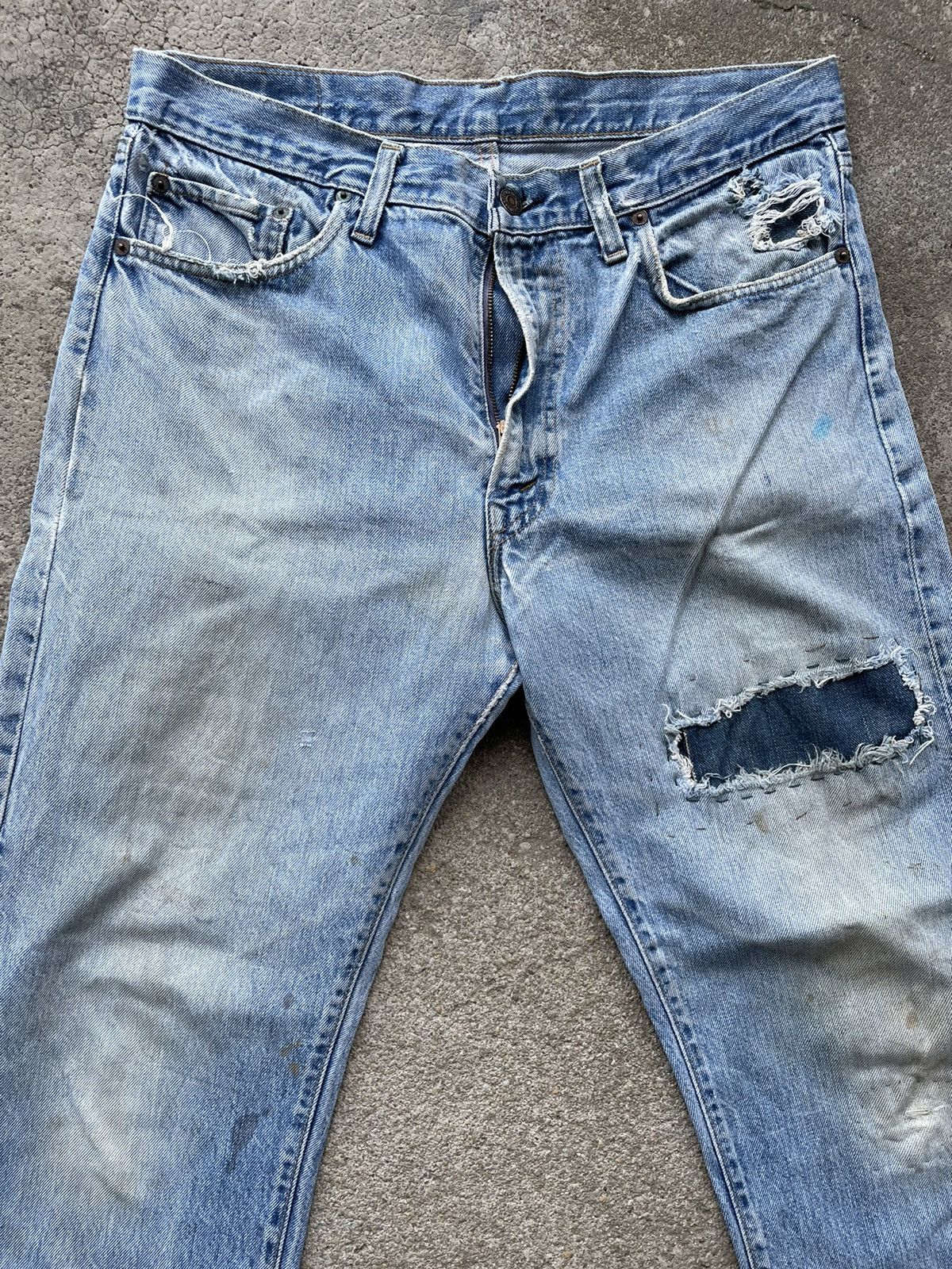 Levi's Vintage 80s Levi’s 505 distress top button 6 Size US 34 / EU 50 - 3 Thumbnail
