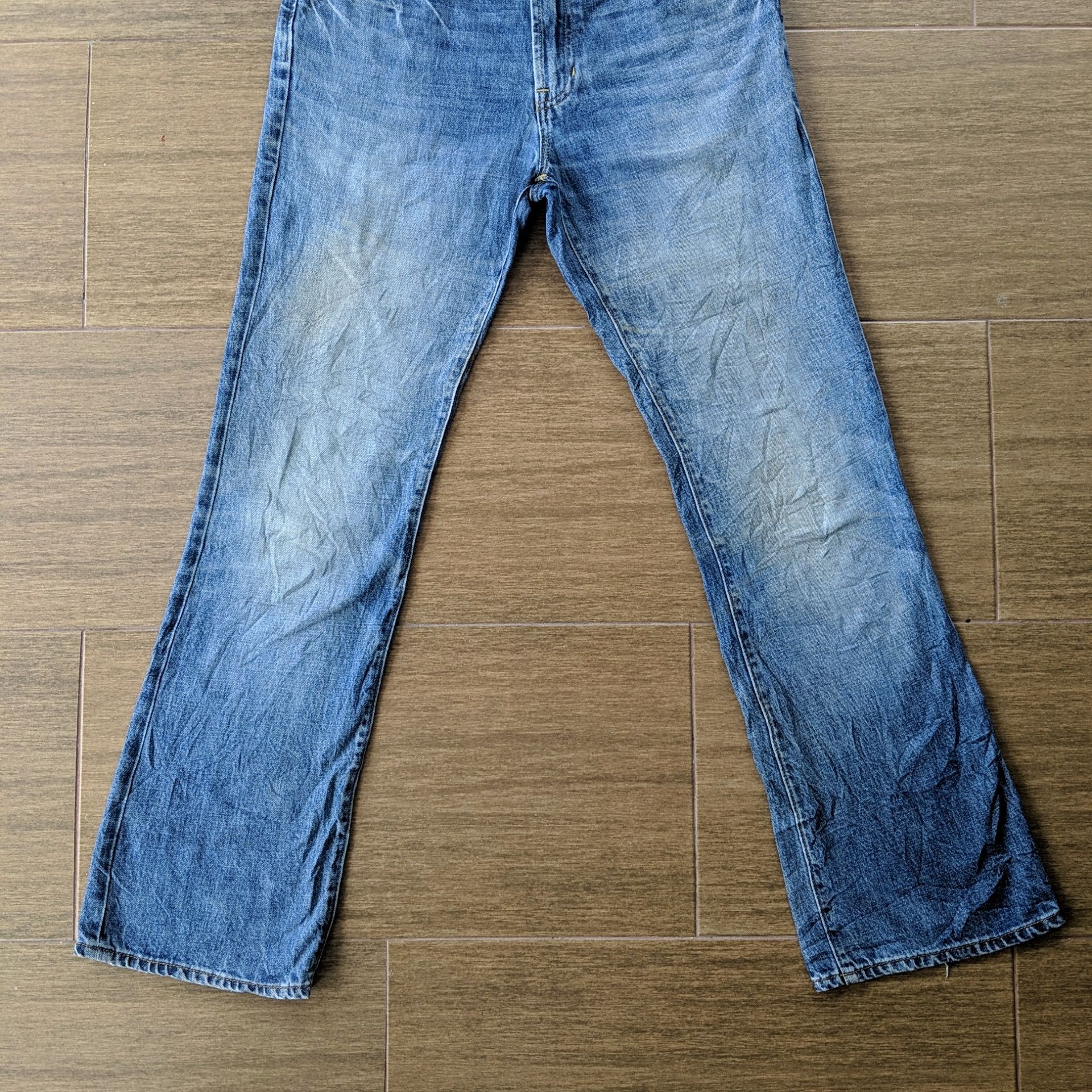 Japanese Brand Vintage Japanese Faded Flare Denim Jeans Sicks Pants W35 Size US 35 - 6 Thumbnail