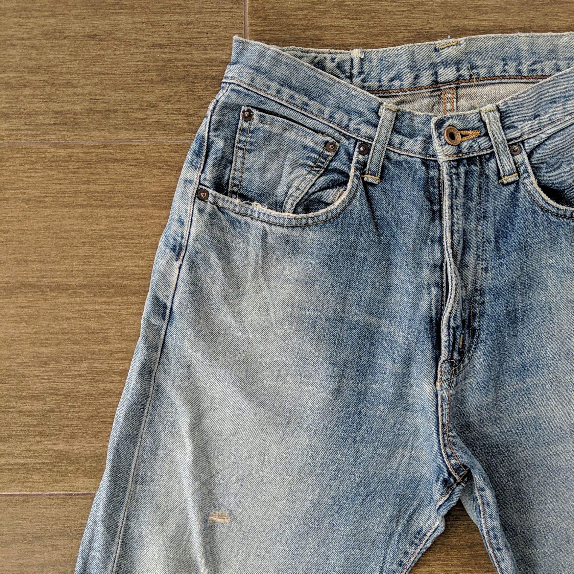 Japanese Brand Vintage Edwin Distressed Faded Denim Jeans Pants W28 Size US 28 / EU 44 - 3 Thumbnail
