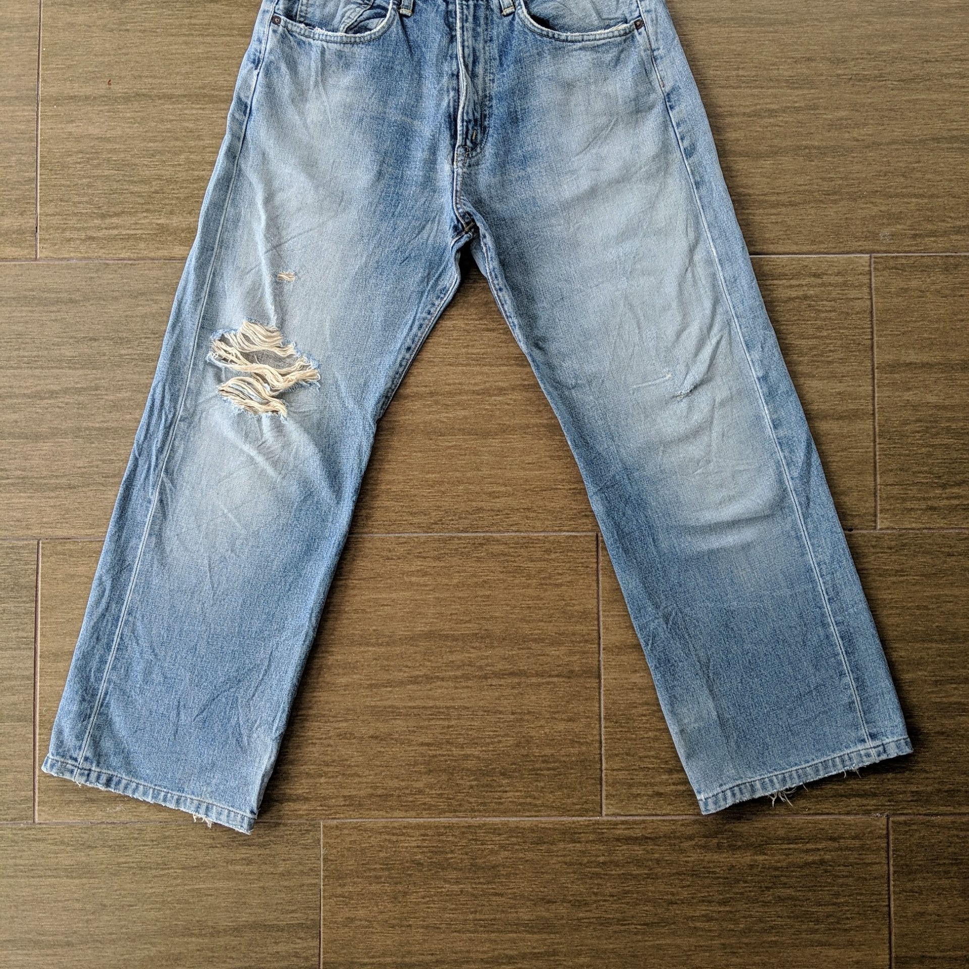 Japanese Brand Vintage Edwin Distressed Faded Denim Jeans Pants W28 Size US 28 / EU 44 - 5 Thumbnail