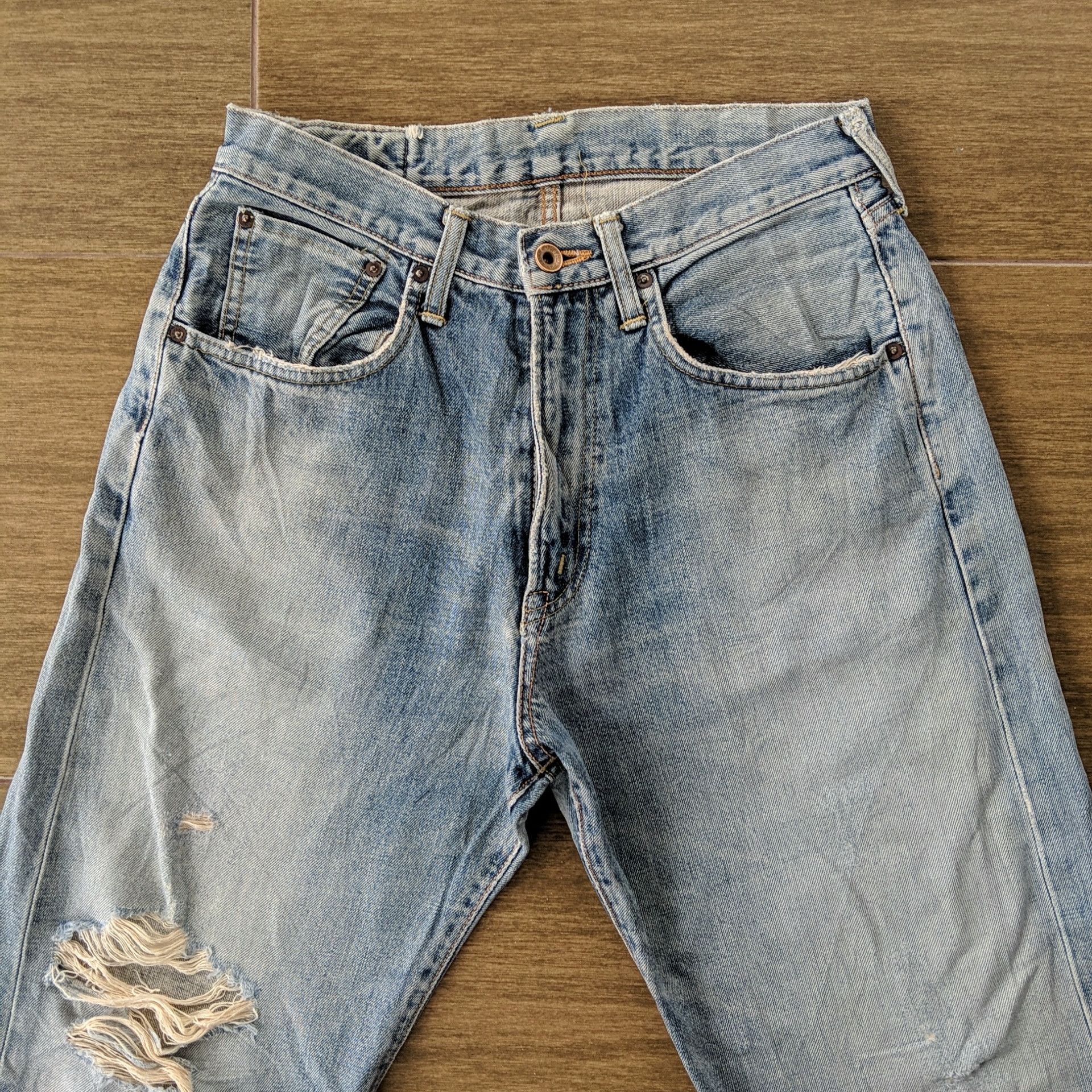 Japanese Brand Vintage Edwin Distressed Faded Denim Jeans Pants W28 Size US 28 / EU 44 - 2 Thumbnail
