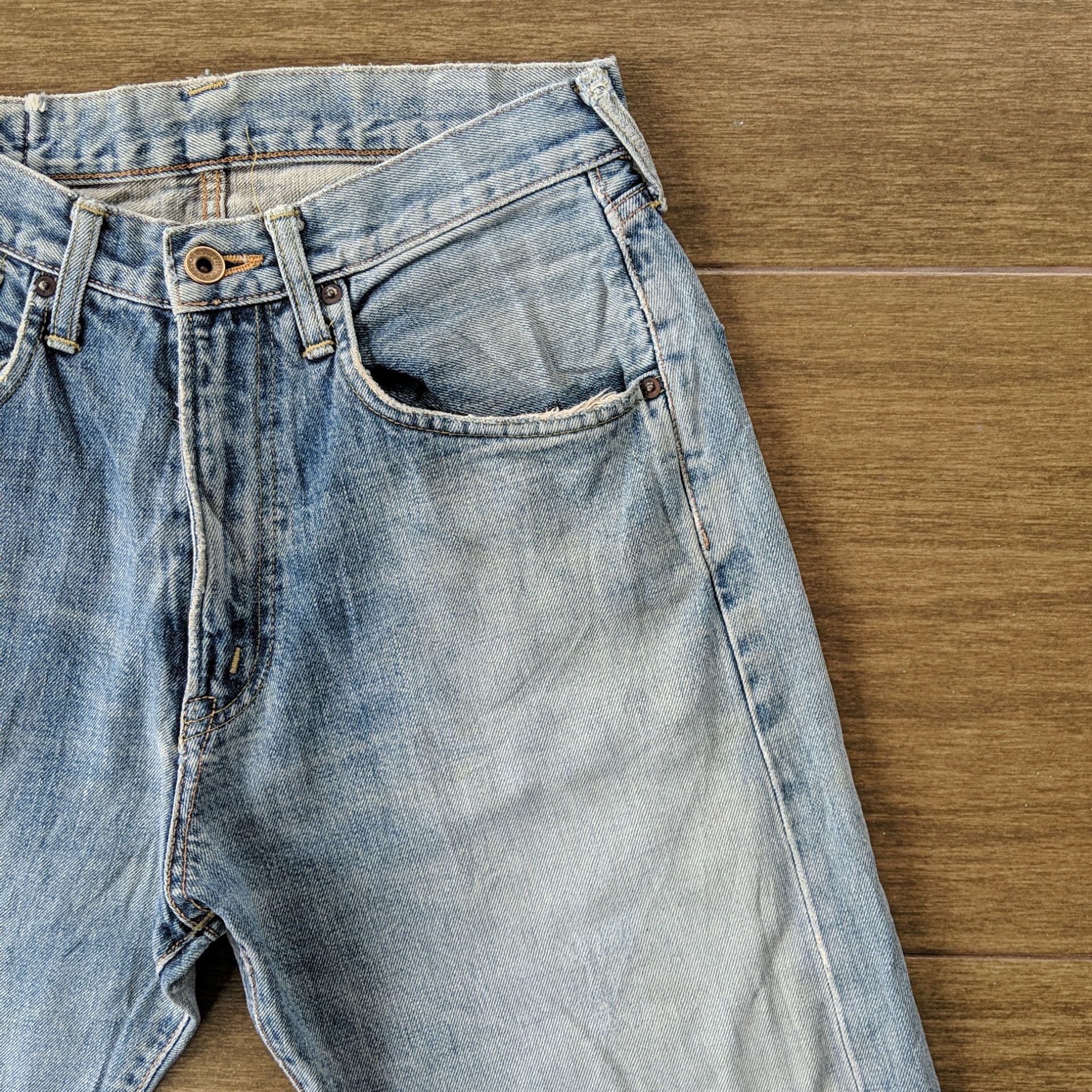 Japanese Brand Vintage Edwin Distressed Faded Denim Jeans Pants W28 Size US 28 / EU 44 - 4 Thumbnail