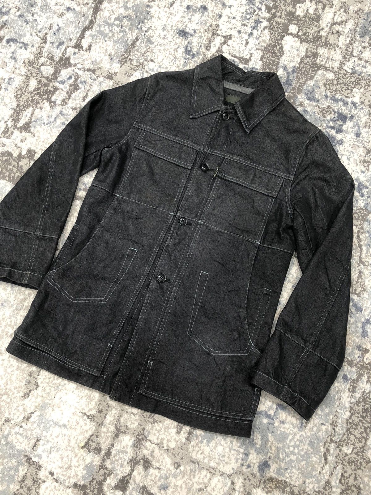 Designer × Japanese Brand × Yoshiyuki Konishi Rare FICCE by YOSHIYUKI KONISHI Raw Denim Chore Jacket Size US M / EU 48-50 / 2 - 2 Thumbnail