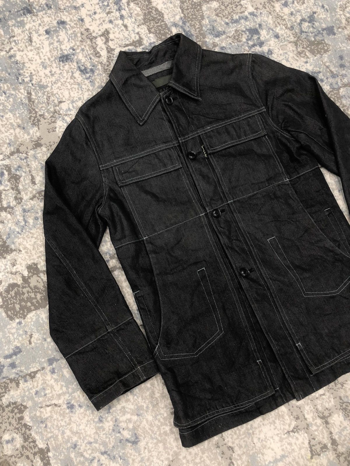 Designer × Japanese Brand × Yoshiyuki Konishi Rare FICCE by YOSHIYUKI KONISHI Raw Denim Chore Jacket Size US M / EU 48-50 / 2 - 3 Thumbnail