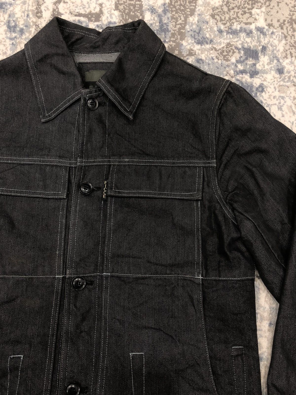 Designer × Japanese Brand × Yoshiyuki Konishi Rare FICCE by YOSHIYUKI KONISHI Raw Denim Chore Jacket Size US M / EU 48-50 / 2 - 4 Thumbnail
