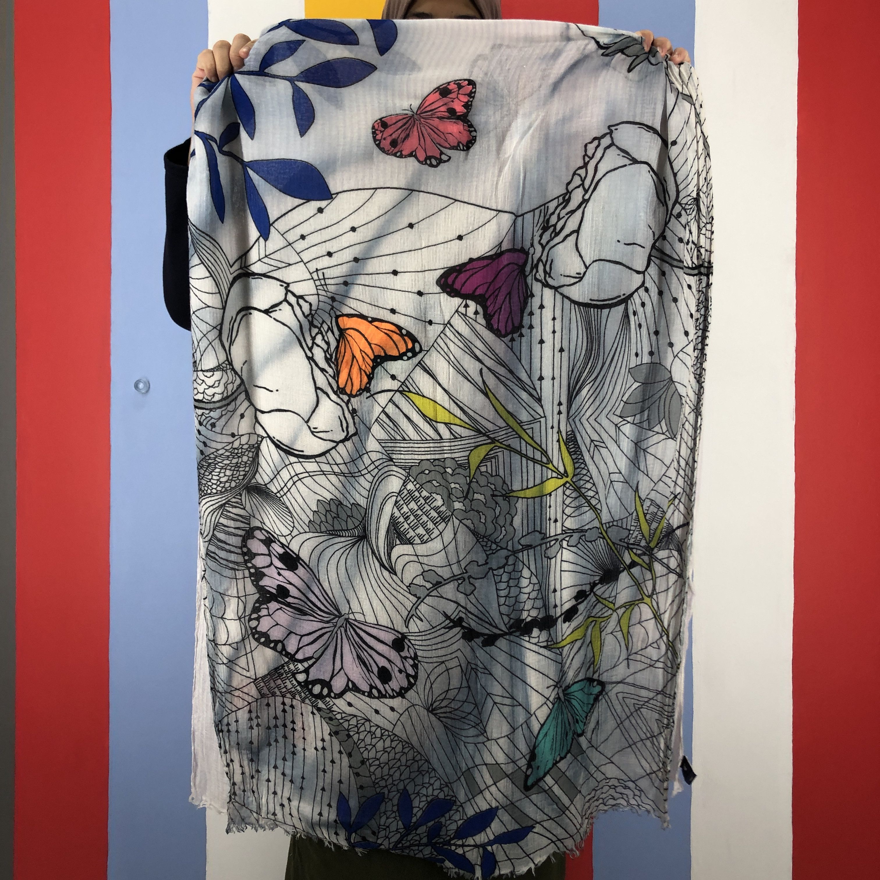 Gap GAP Butterfly Design Summer Scarf Muffler #0934/AG Size ONE SIZE - 4 Thumbnail