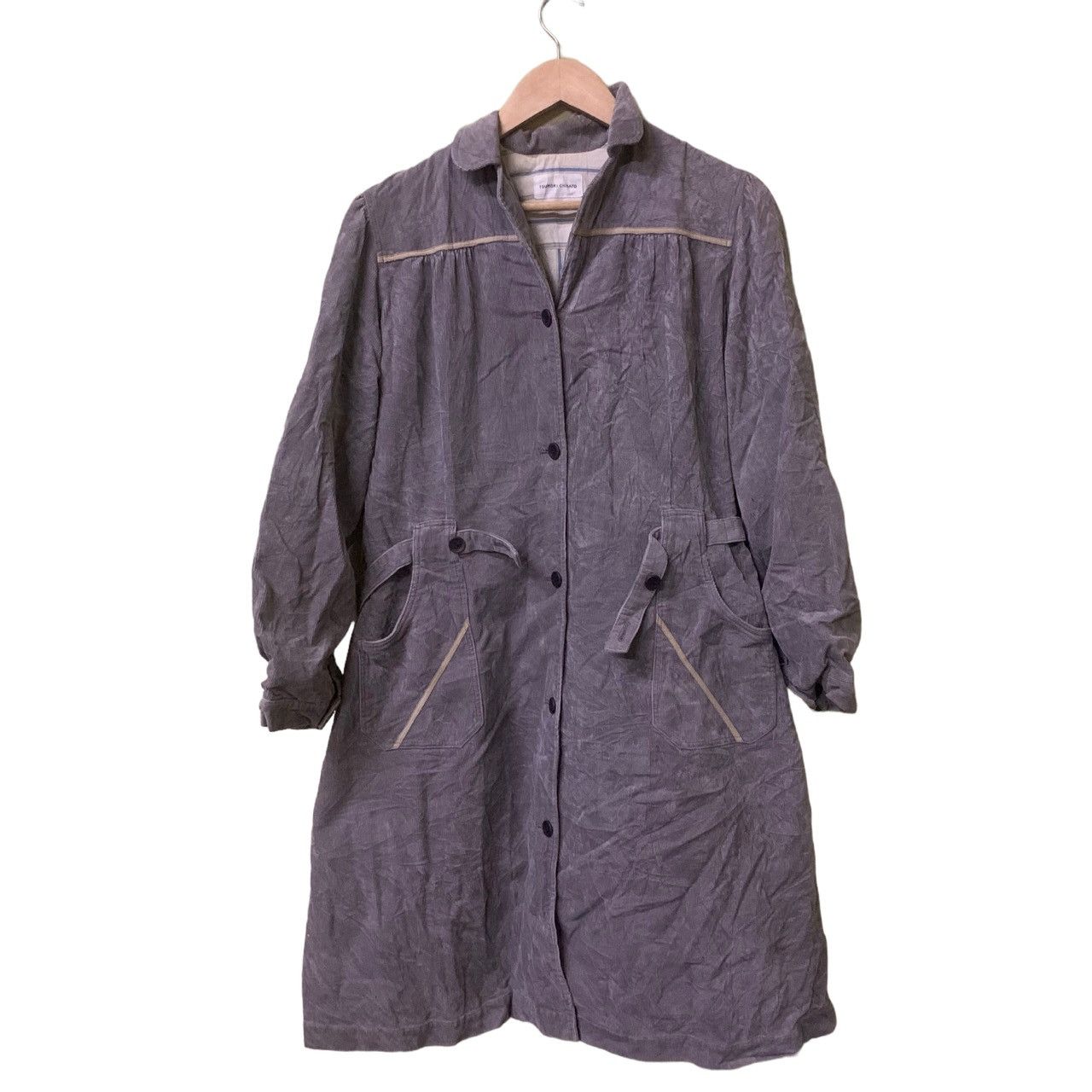 Tsumori chisato long coat corduroy grey color