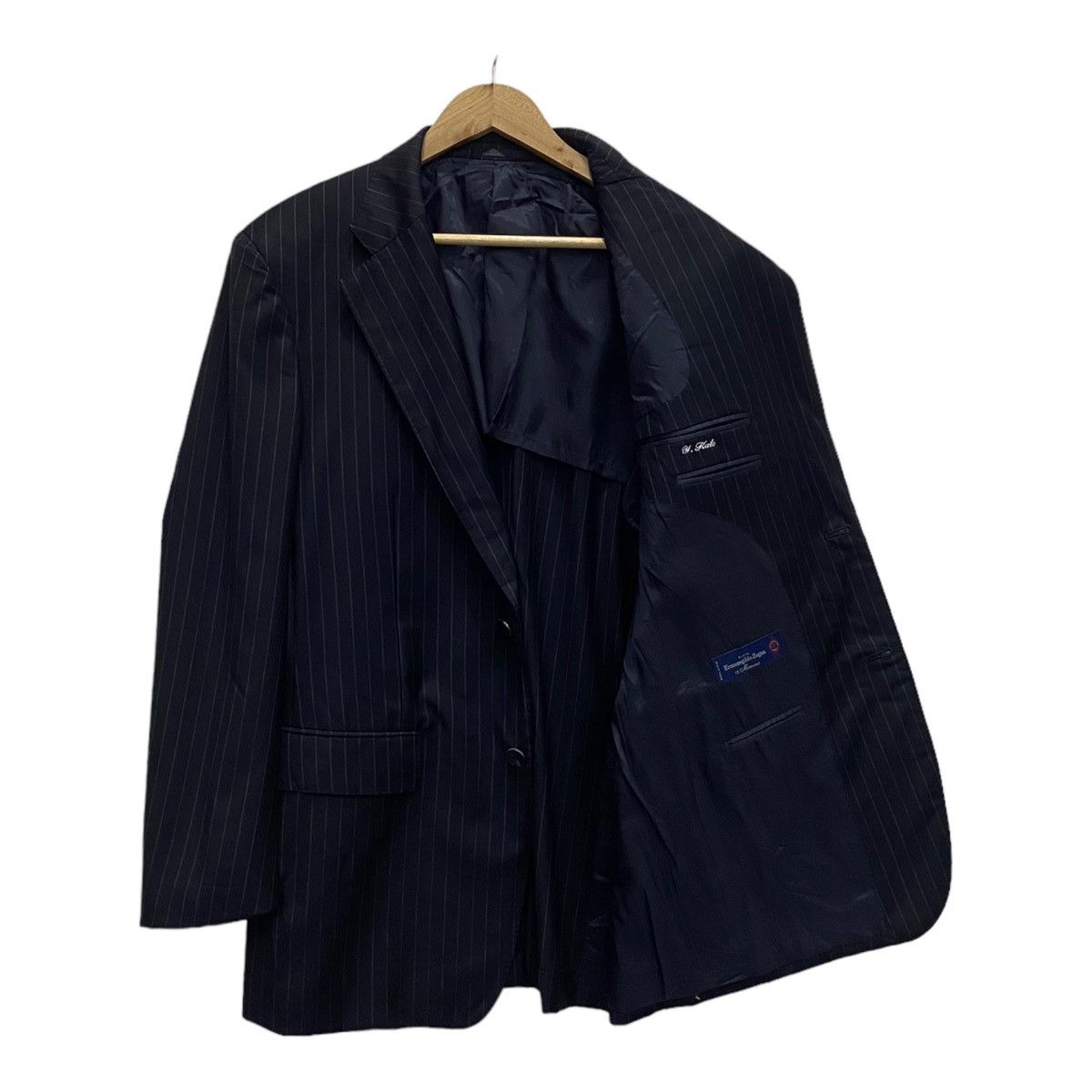 Ermenegildo Zegna 🔥ERMENEGILDO ZEGNA STRIPES BLACK BLAZER COAT Size US M / EU 48-50 / 2 - 2 Thumbnail