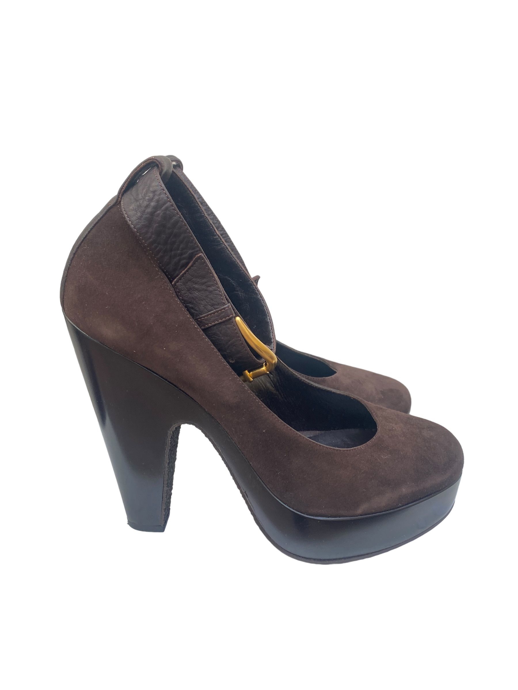 Brown Ankle Strap Heels Shoes