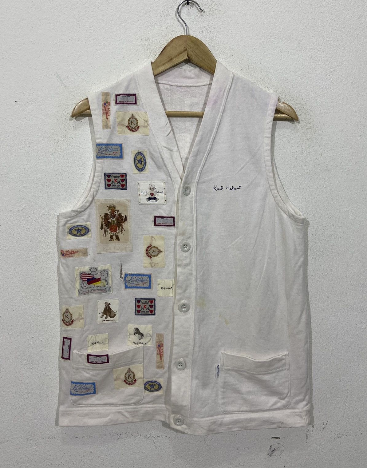 Karl Helmut Pink House Pacthes Graphic Outerwear Vest