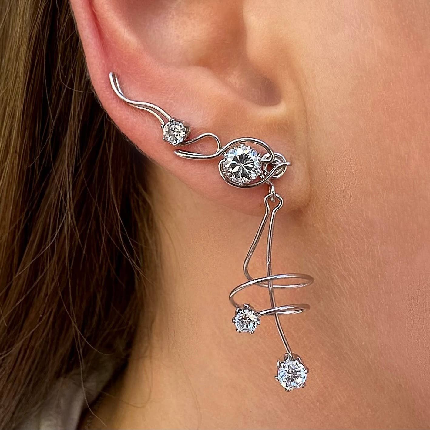 FLAMENCO CONVERTIBLE EAR CLIMBERS - STERLING SILVER 925
