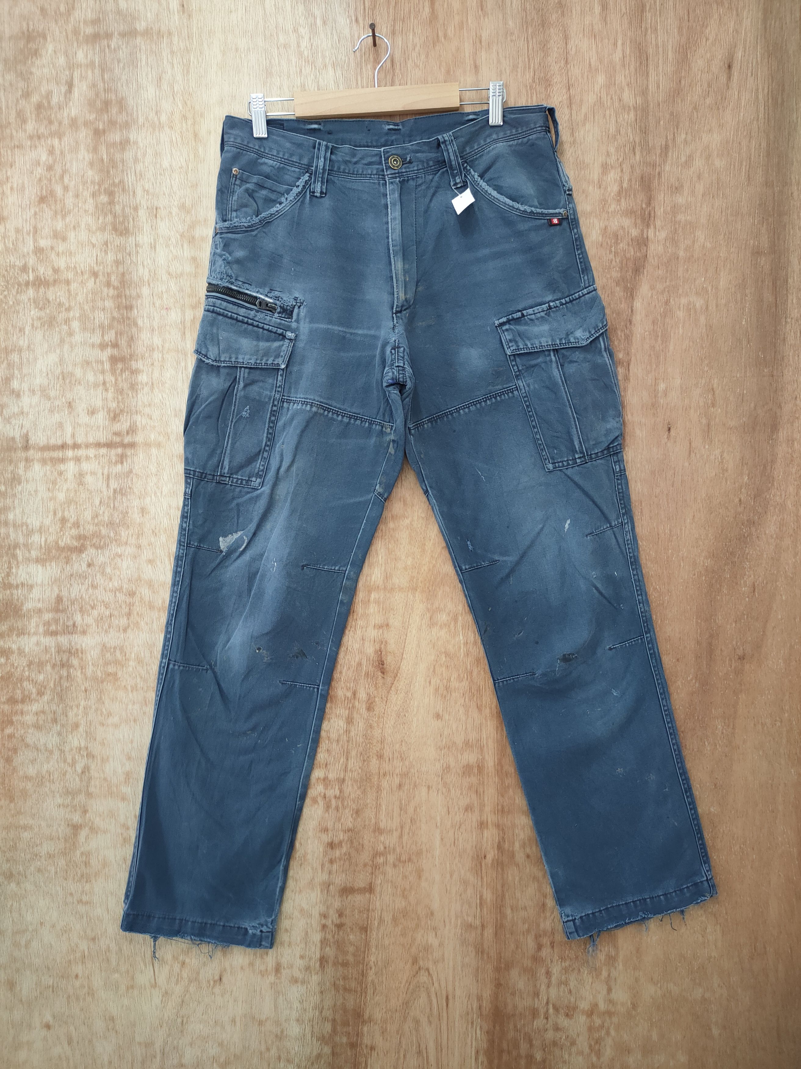 Japanese Brand DL Burtle distressed thrased worn rare cargo pants #46-248T Size US 31 - 1 Thumbnail