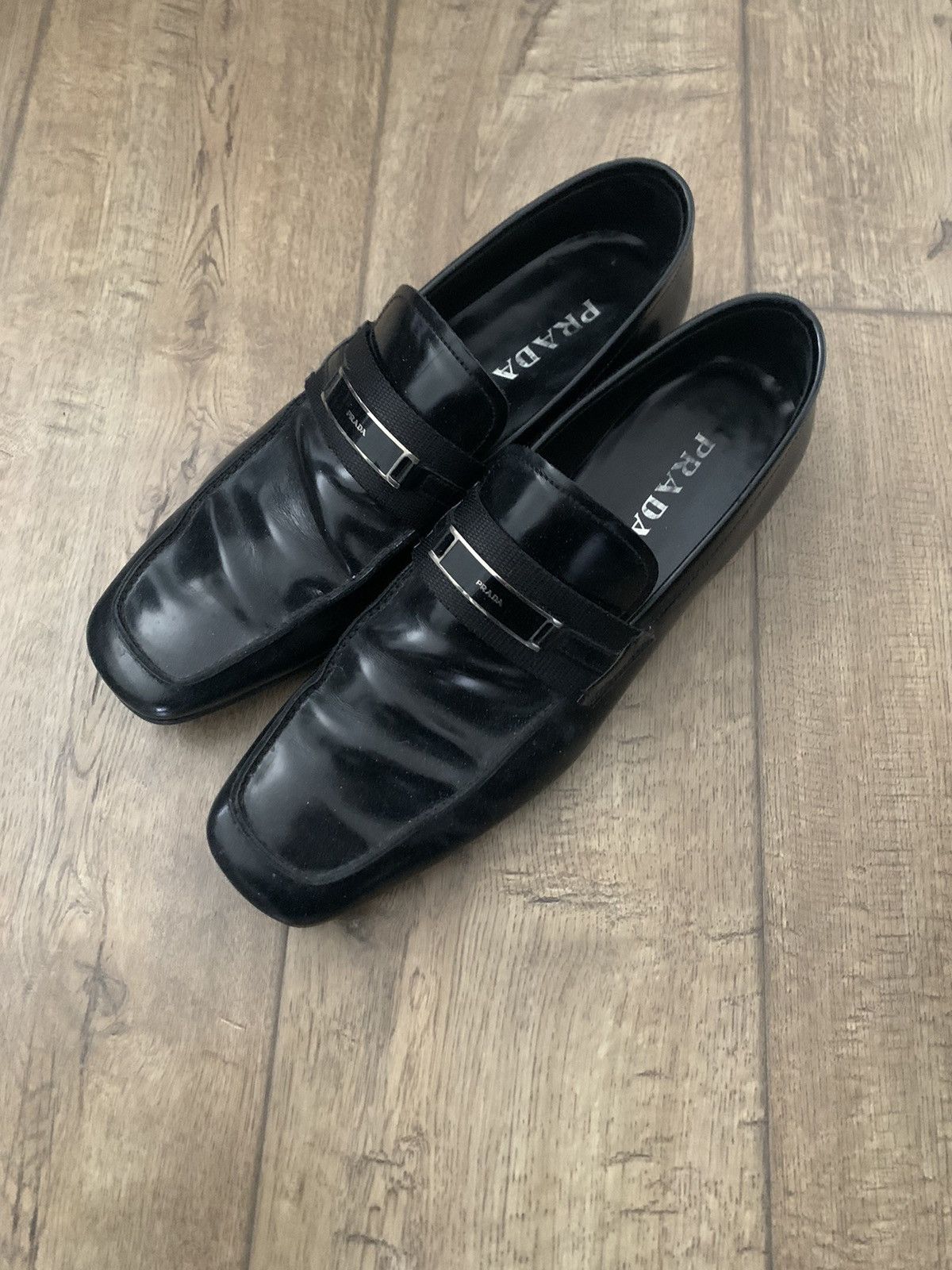 image of Vintage Prada Loafers Dress Shoes in Black, Men's (Size 11)
