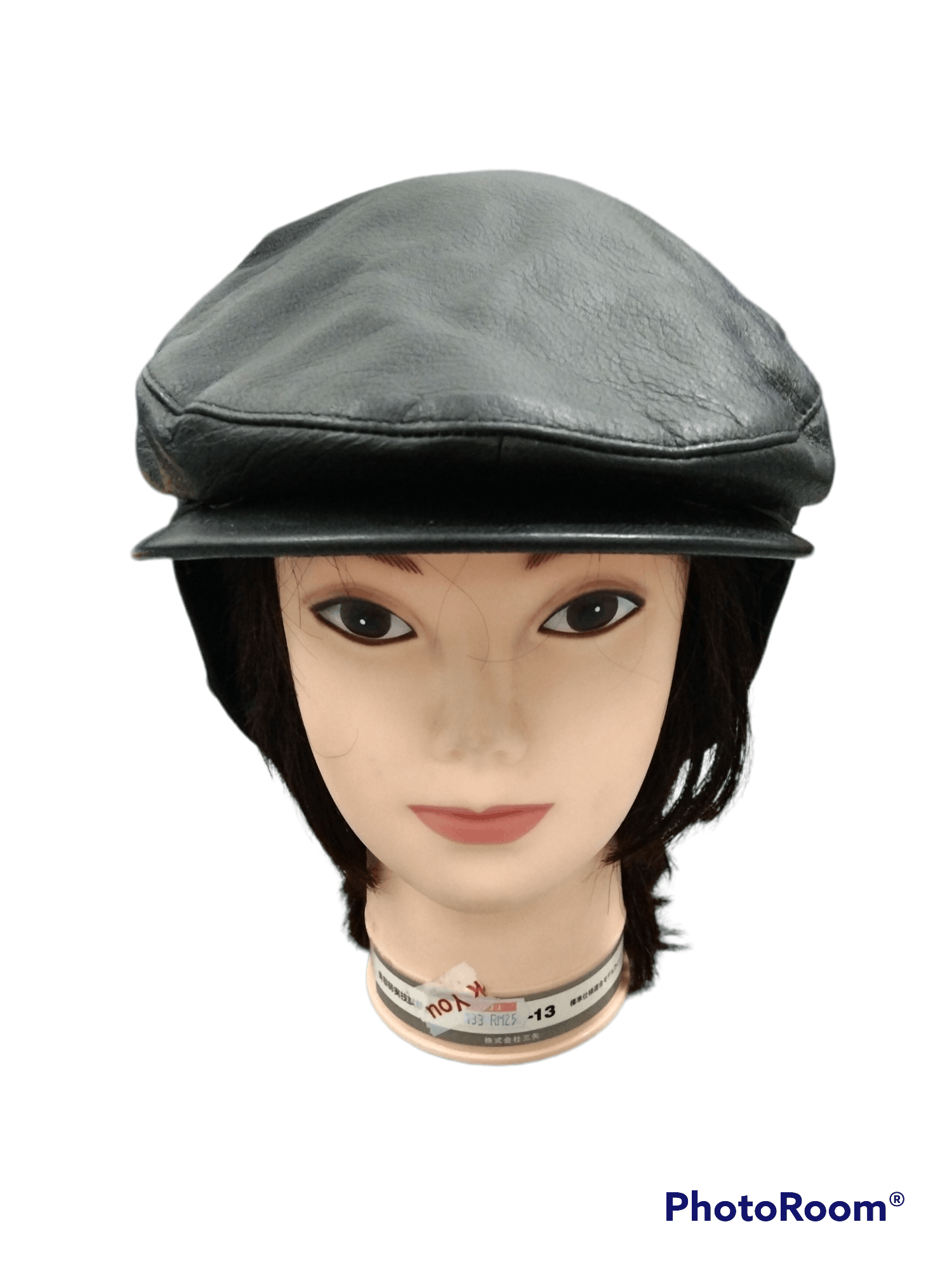 Leather × Wigens WiGENS BLACK LEATHER FLAT HAT Size ONE SIZE - 1 Thumbnail