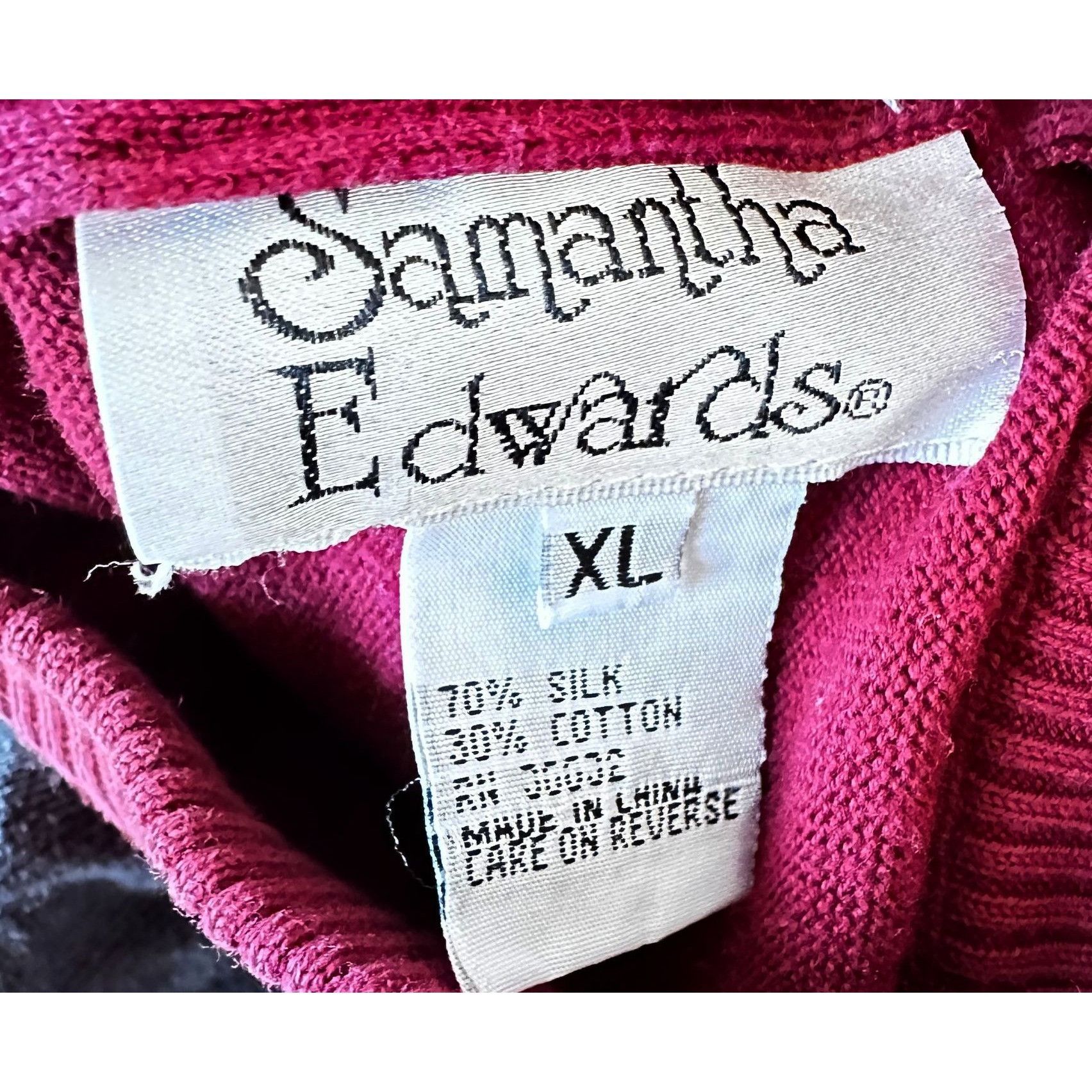 Vintage Vintage Samantha Edwards Sweater XL Burgundy Wine Back Zip S Size XL / US 12-14 / IT 48-50 - 11 Thumbnail