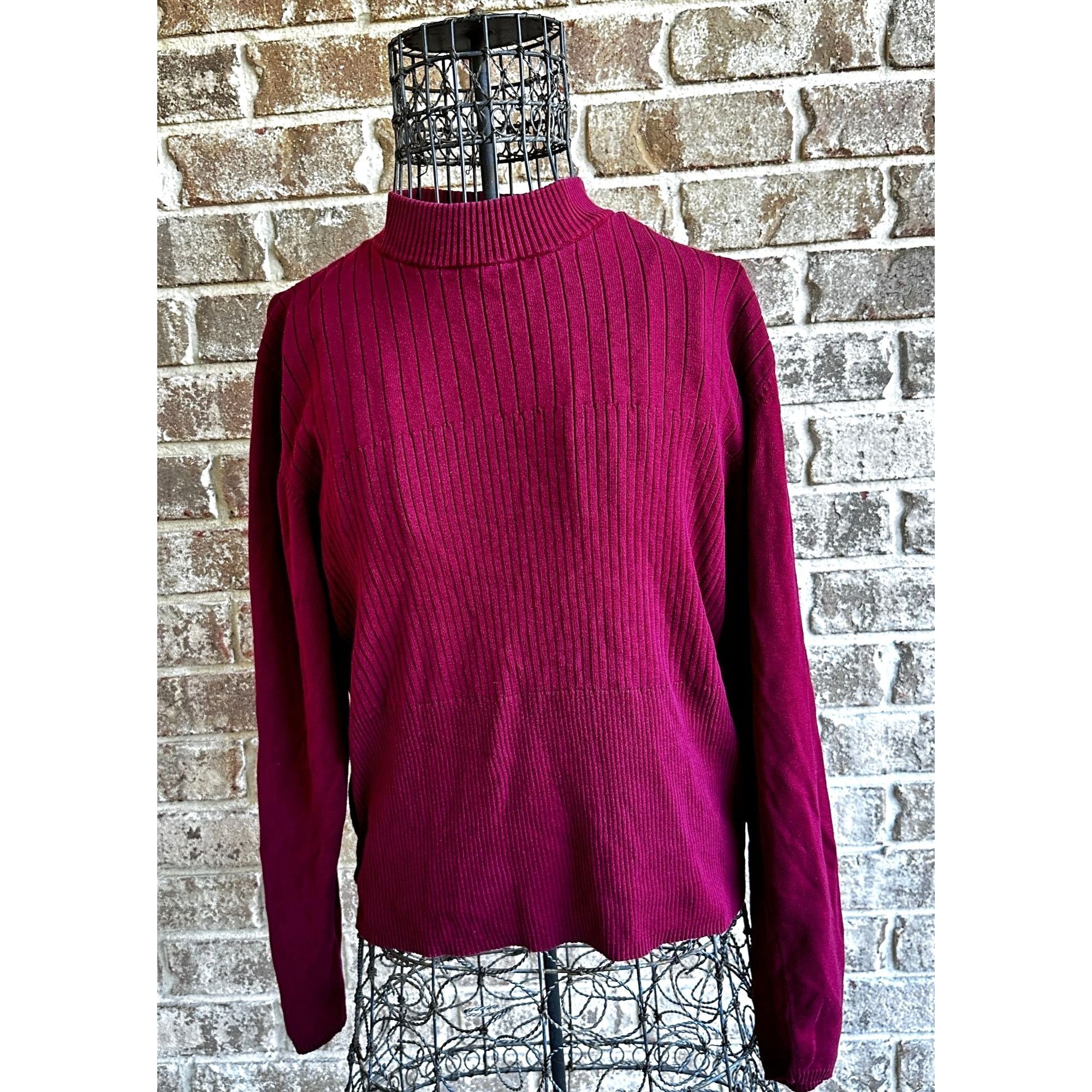Vintage Vintage Samantha Edwards Sweater XL Burgundy Wine Back Zip S Size XL / US 12-14 / IT 48-50 - 1 Thumbnail