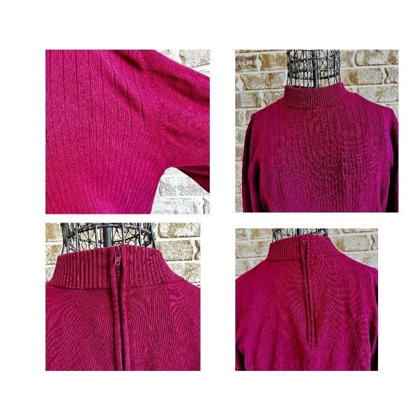 Vintage Vintage Samantha Edwards Sweater XL Burgundy Wine Back Zip S Size XL / US 12-14 / IT 48-50 - 3 Thumbnail