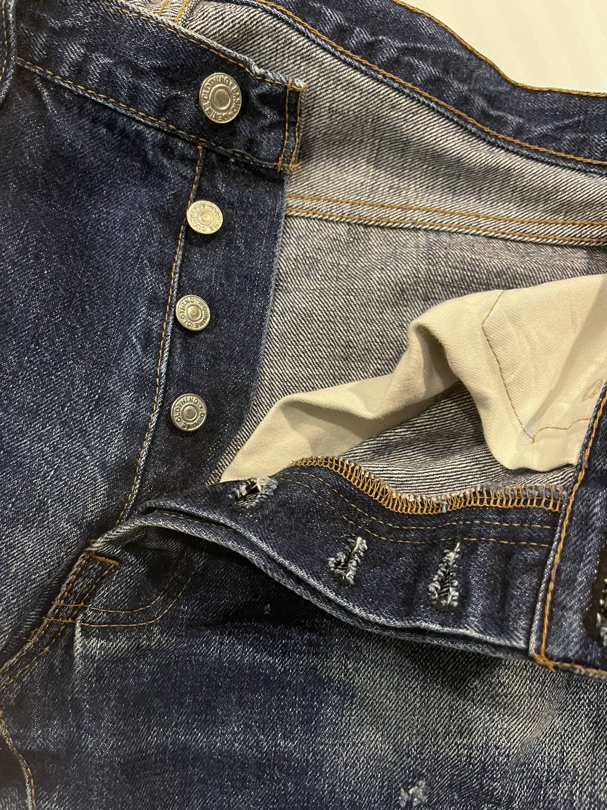 Denime Vintage Denime Orizzonti Selvedge Distressed Flare Jeans Size US 34 / EU 50 - 9 Thumbnail