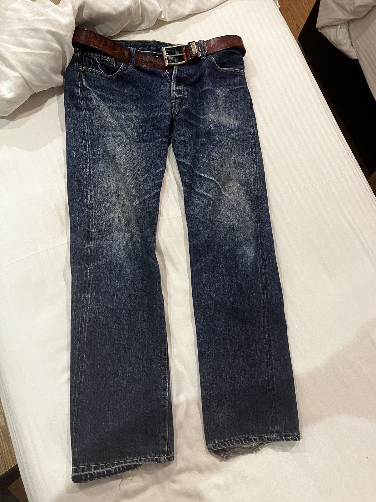 Denime Vintage Denime Orizzonti Selvedge Distressed Flare Jeans Size US 34 / EU 50 - 1 Thumbnail