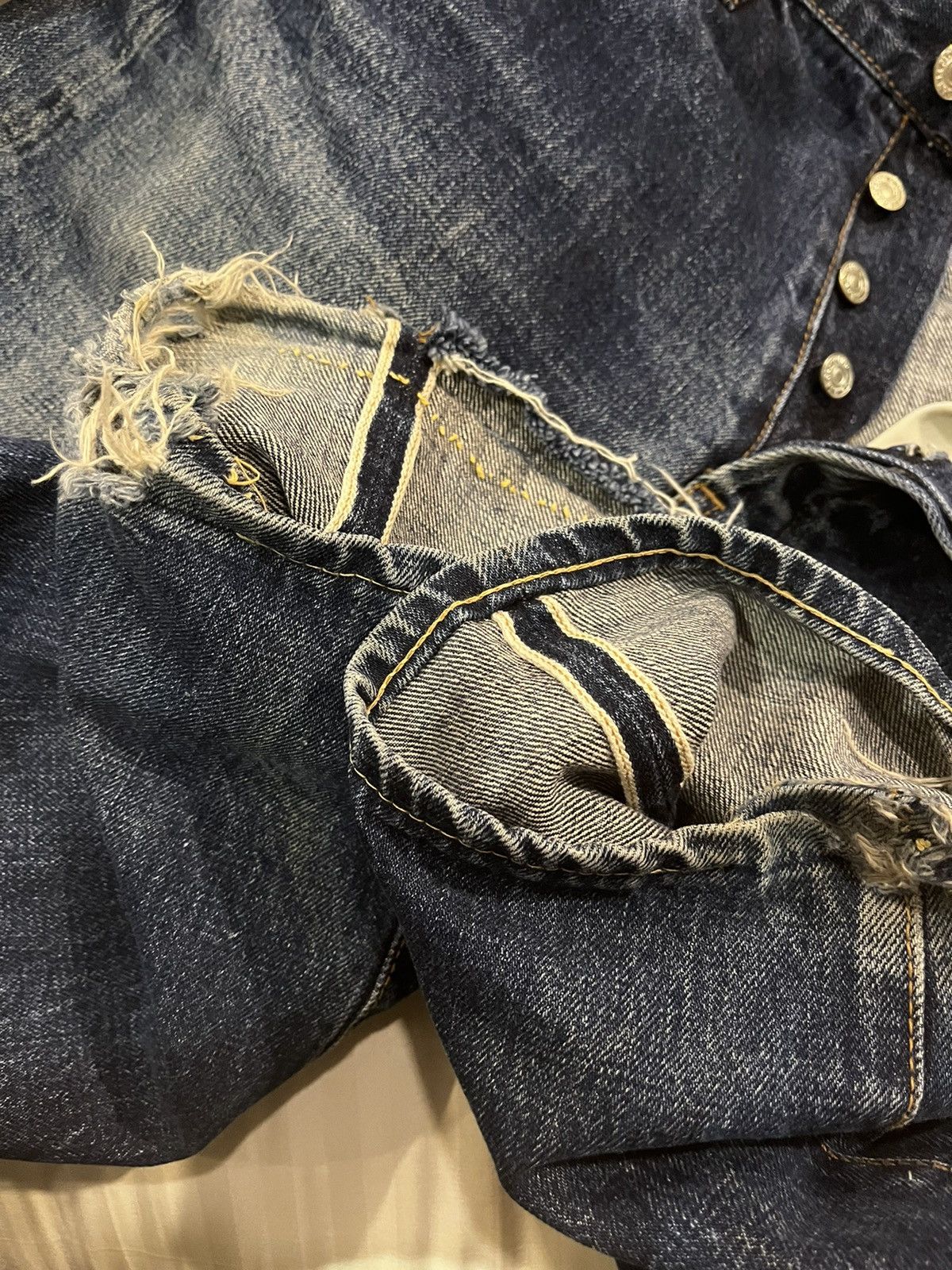 Denime Vintage Denime Orizzonti Selvedge Distressed Flare Jeans Size US 34 / EU 50 - 10 Thumbnail
