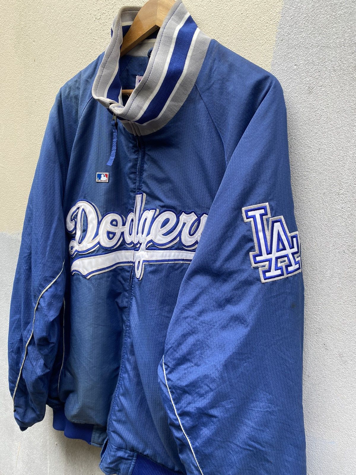 Majestic MLB Dodgers Baseball Zip up Nylon Bomber Blue Faded Jackets Size US XL / EU 56 / 4 - 3 Thumbnail