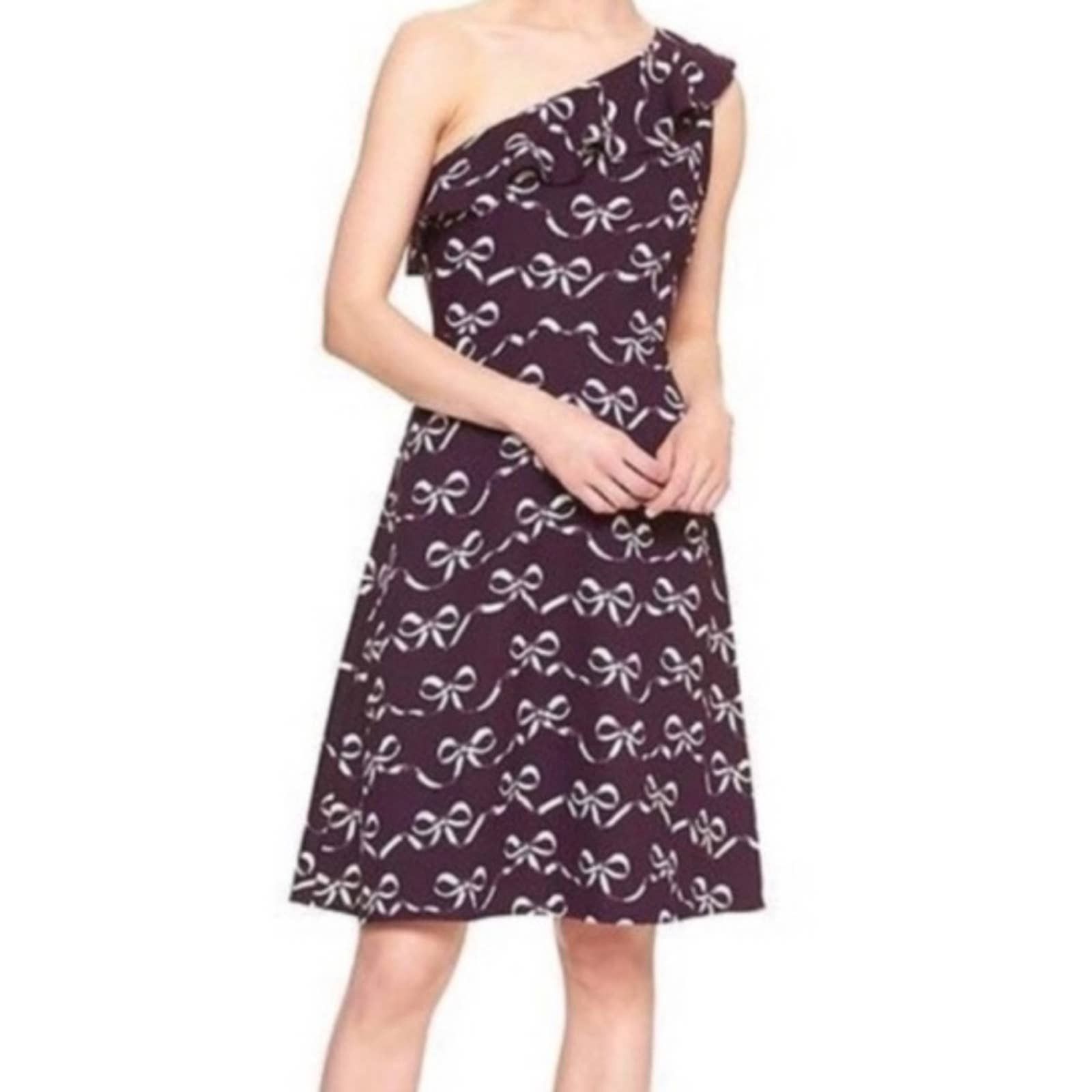 Banana Republic One Shoulder Purple Bow Dress