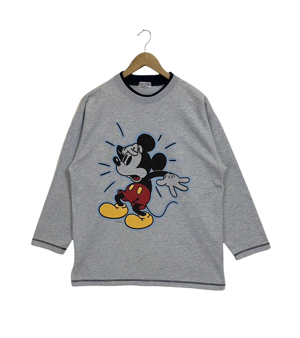 image of Mickey Mouse Sweatshirt Disney Cartoon in Blue, Men's (Size Large)