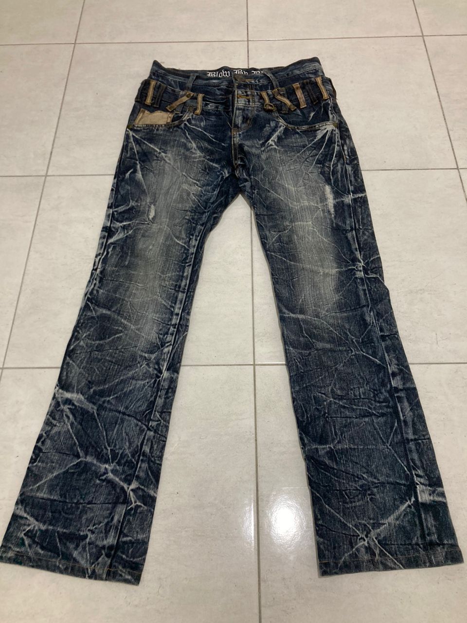 Hysteric Glamour × Japanese Brand RARE Skulls Double Waist Blow By Blue Distress Denim Size US 29 - 1 Thumbnail