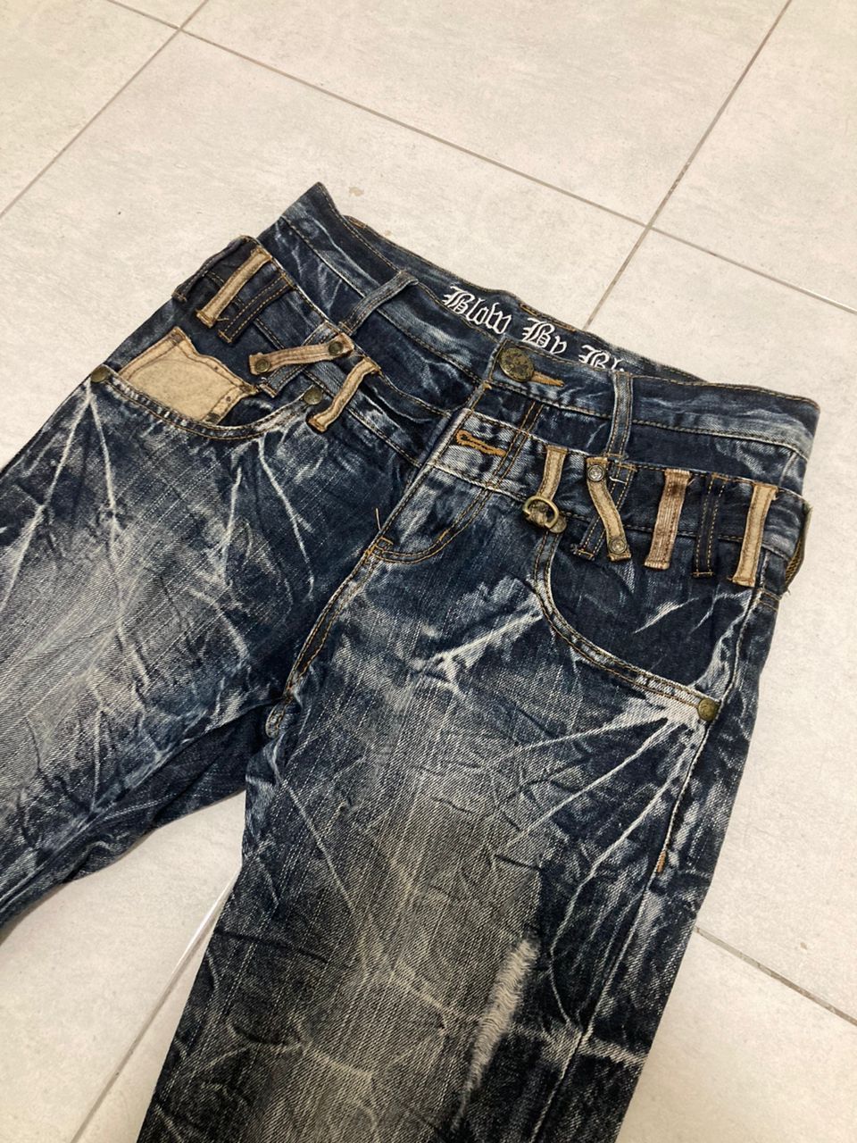 Hysteric Glamour × Japanese Brand RARE Skulls Double Waist Blow By Blue Distress Denim Size US 29 - 15 Thumbnail