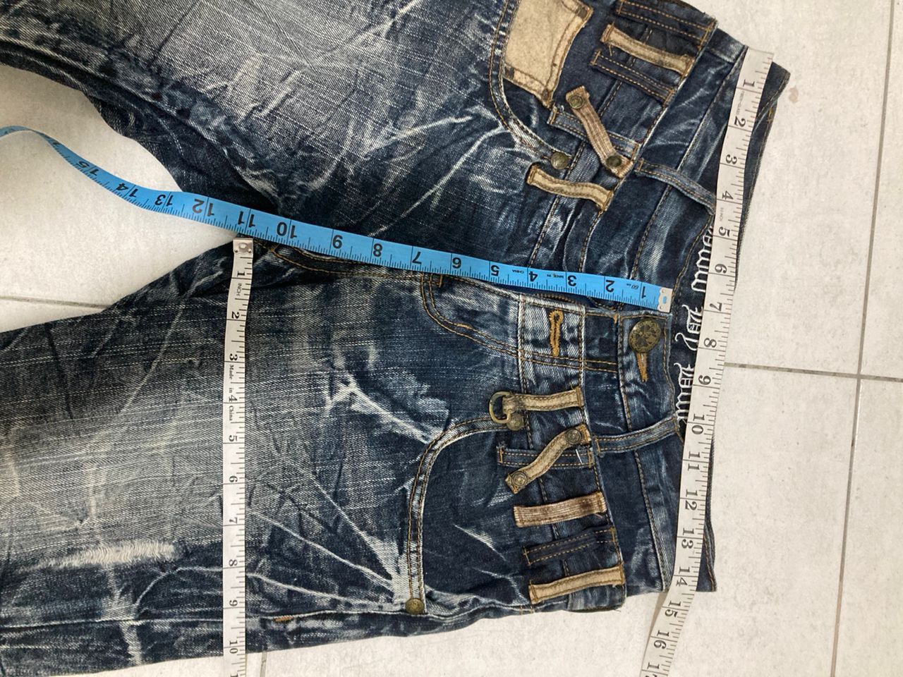 Hysteric Glamour × Japanese Brand RARE Skulls Double Waist Blow By Blue Distress Denim Size US 29 - 3 Thumbnail