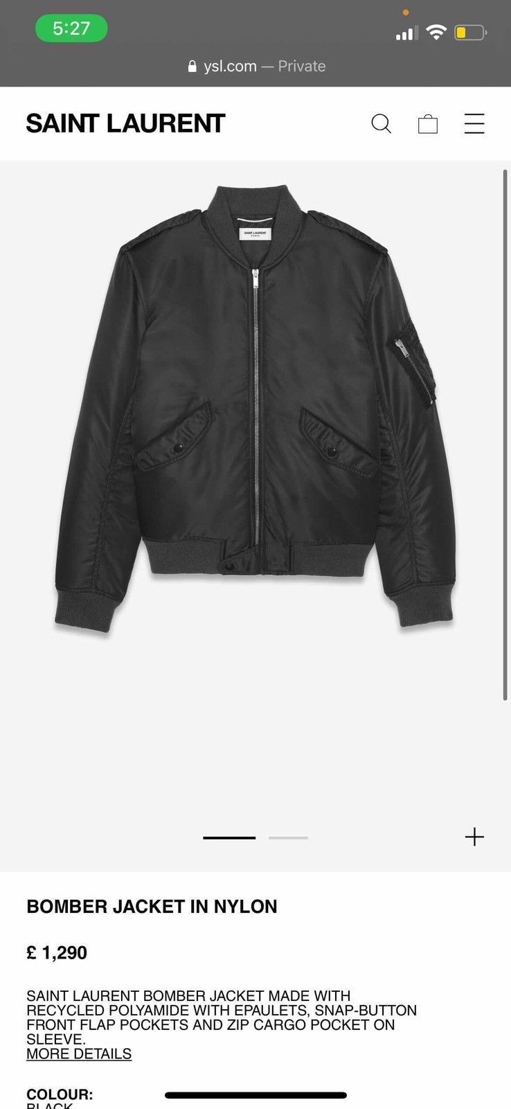 Saint Laurent Paris Saint Laurent Bomber Jacket Nylon Size 44 Size US S / EU 44-46 / 1 - 5 Thumbnail
