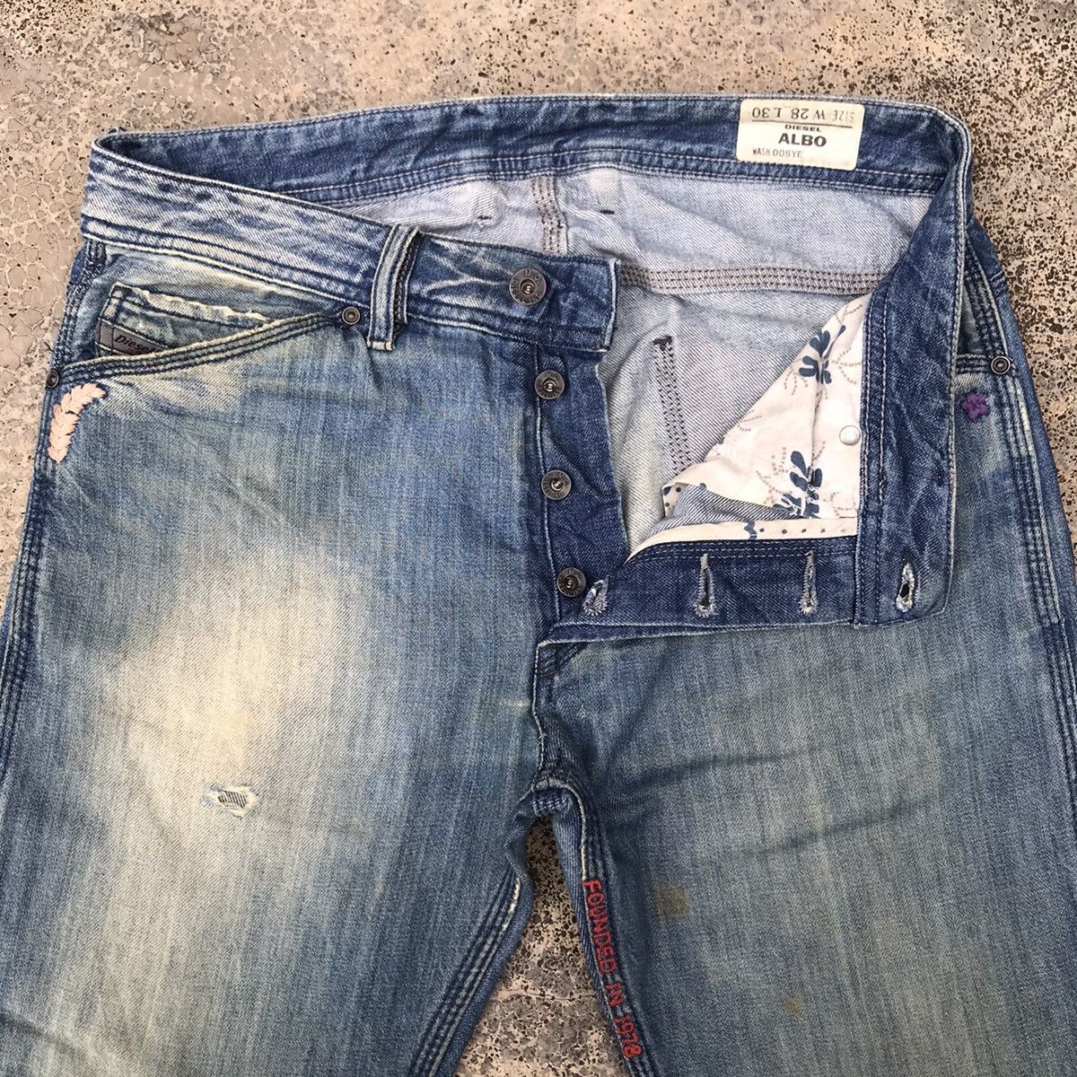 Diesel Vintage Diesel Albo Denim Distressed Blue Wash Jeans Size US 30 / EU 46 - 14 Thumbnail