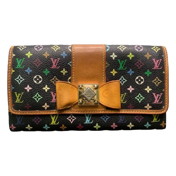 Pre-Loved Louis Vuitton Black Multicolor Sarah Noeud Bow Wallet