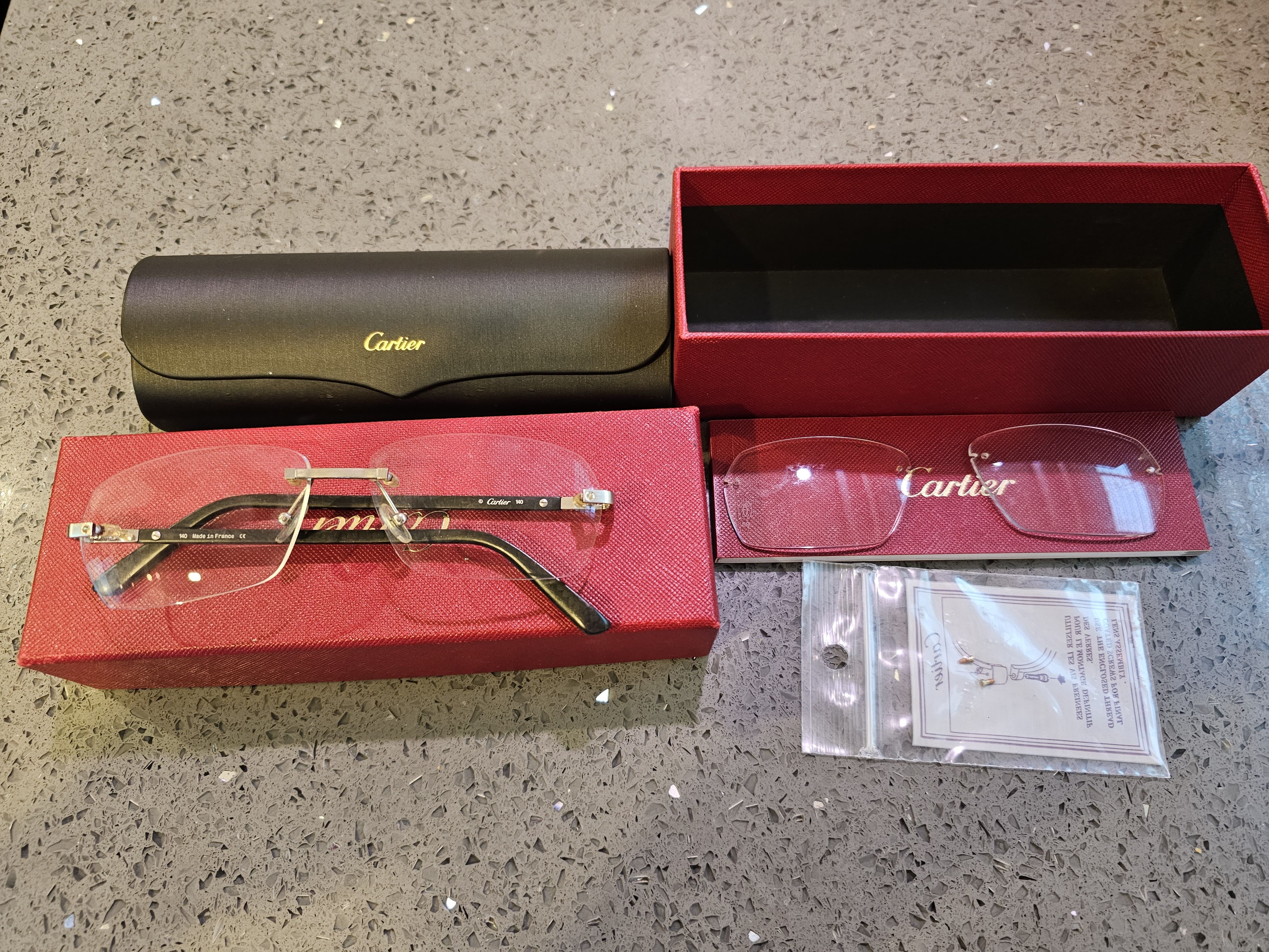 Cartier Cartier Rimless Rectangular Shape Silver & Wood Frames | Grailed