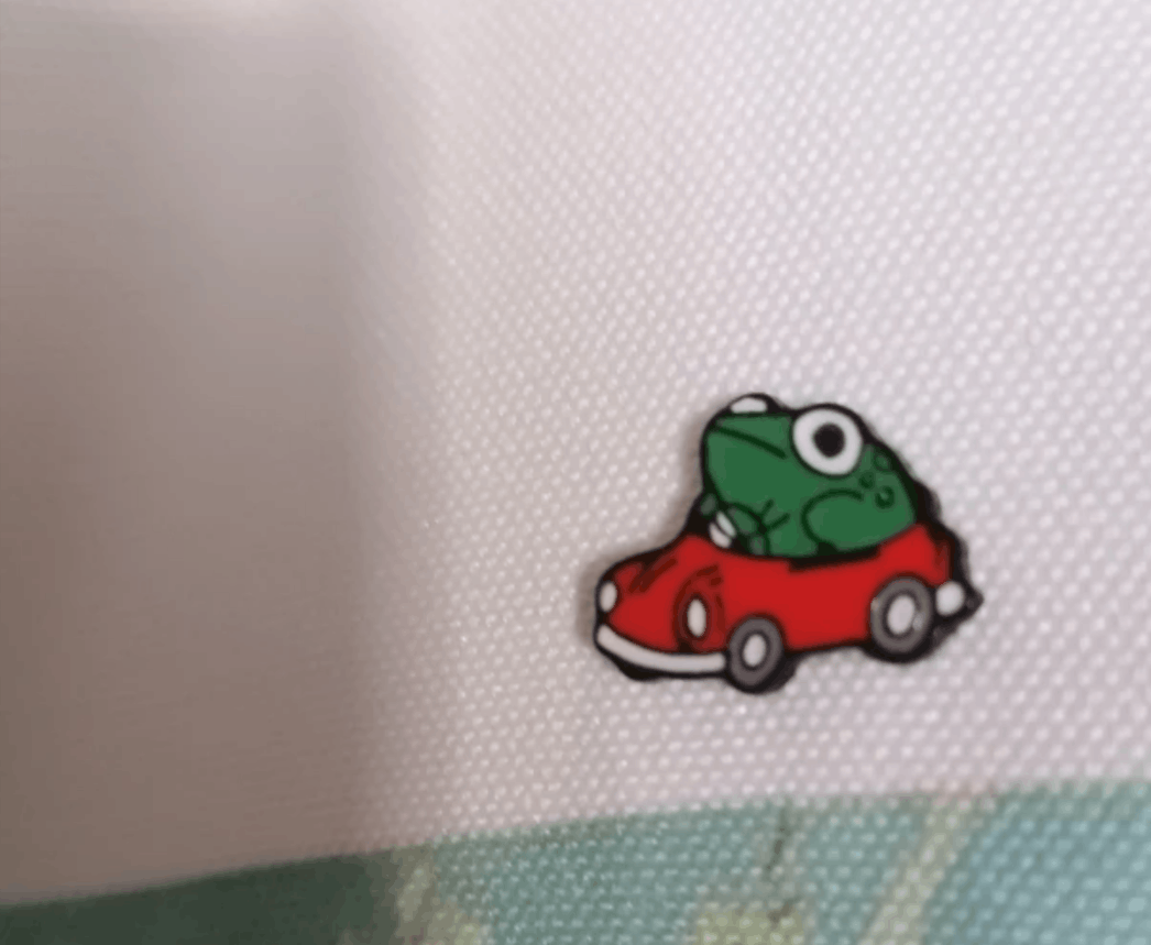 Other Cute Frog Drive Red Car Enamel Pin Size ONE SIZE - 4 Thumbnail