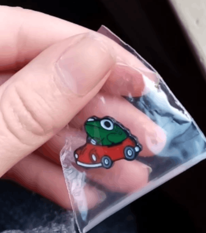 Other Cute Frog Drive Red Car Enamel Pin Size ONE SIZE - 7 Thumbnail
