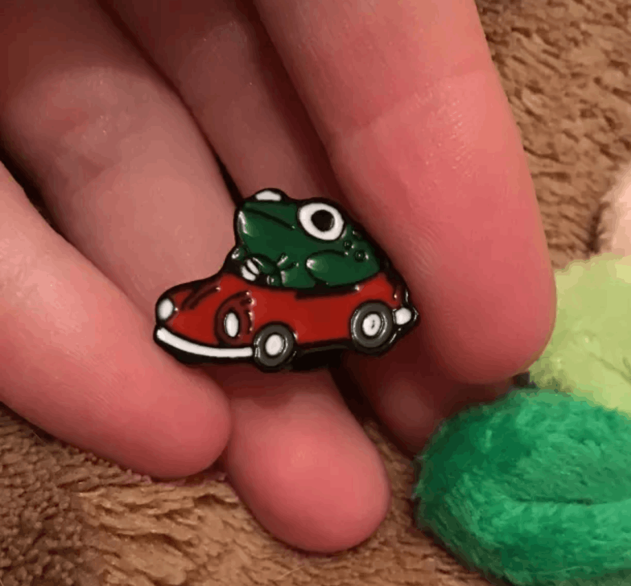 Other Cute Frog Drive Red Car Enamel Pin Size ONE SIZE - 6 Thumbnail