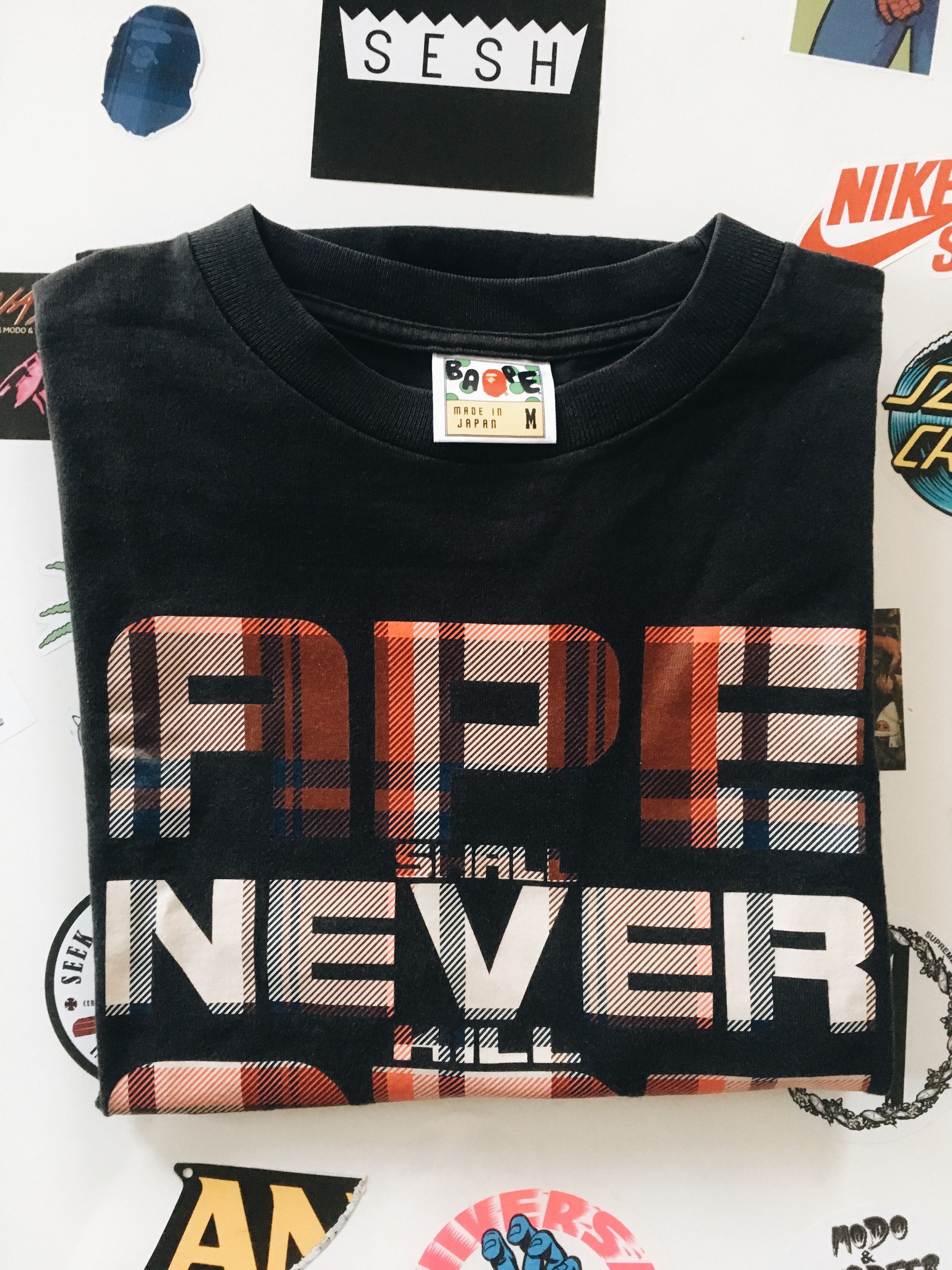 BAPE Ape Shall Never Kill Ape Tartan T-shirt Black