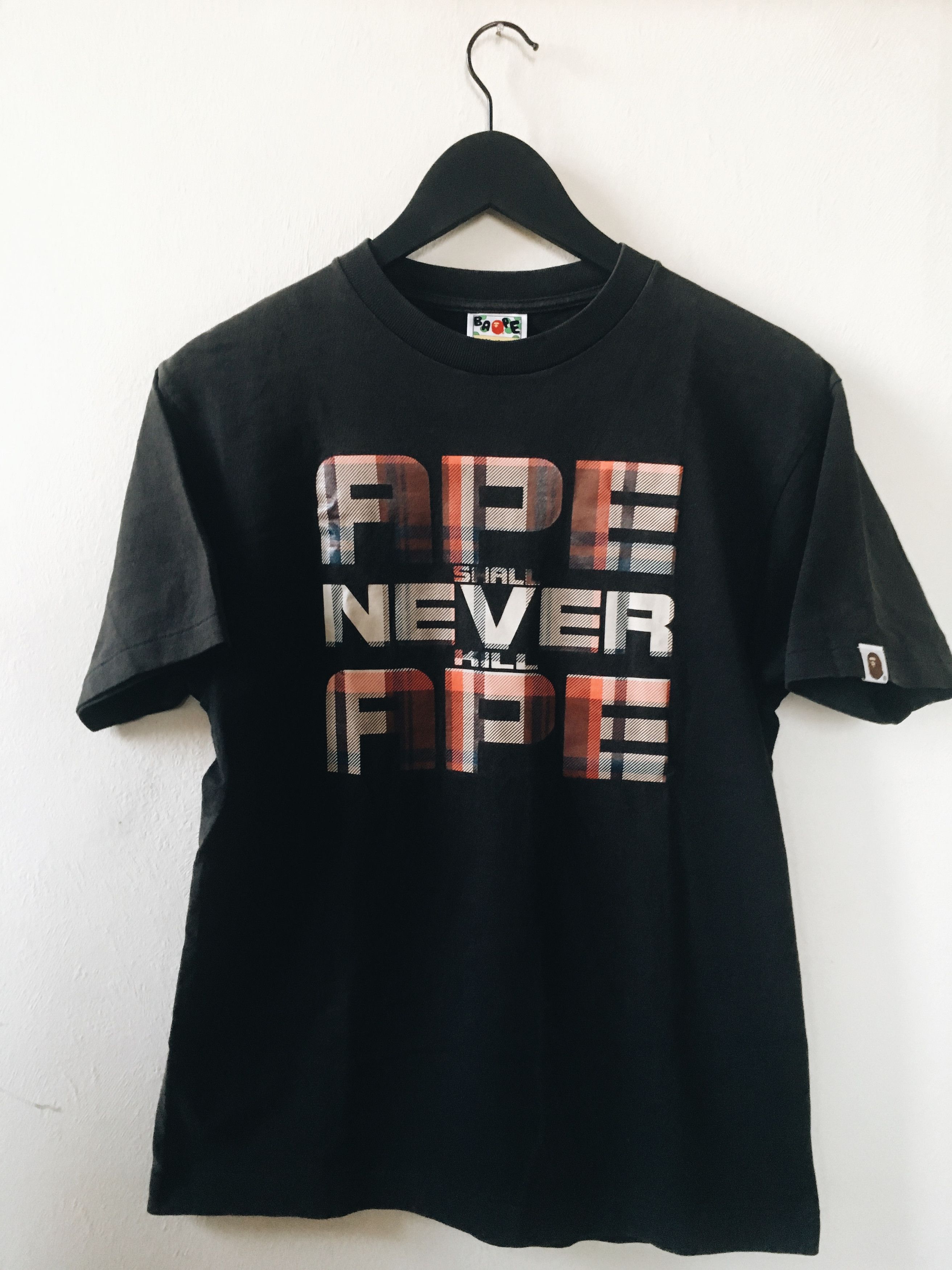 BAPE Ape Shall Never Kill Ape Tartan T-shirt Black