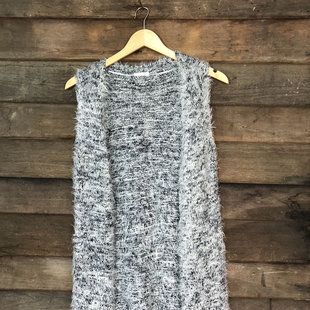 Japanese Brand DLS Gu grey Shag Shaggy Fur Mohair cardigan Knitwear #BB581 Size M / US 6-8 / IT 42-44 - 2 Thumbnail