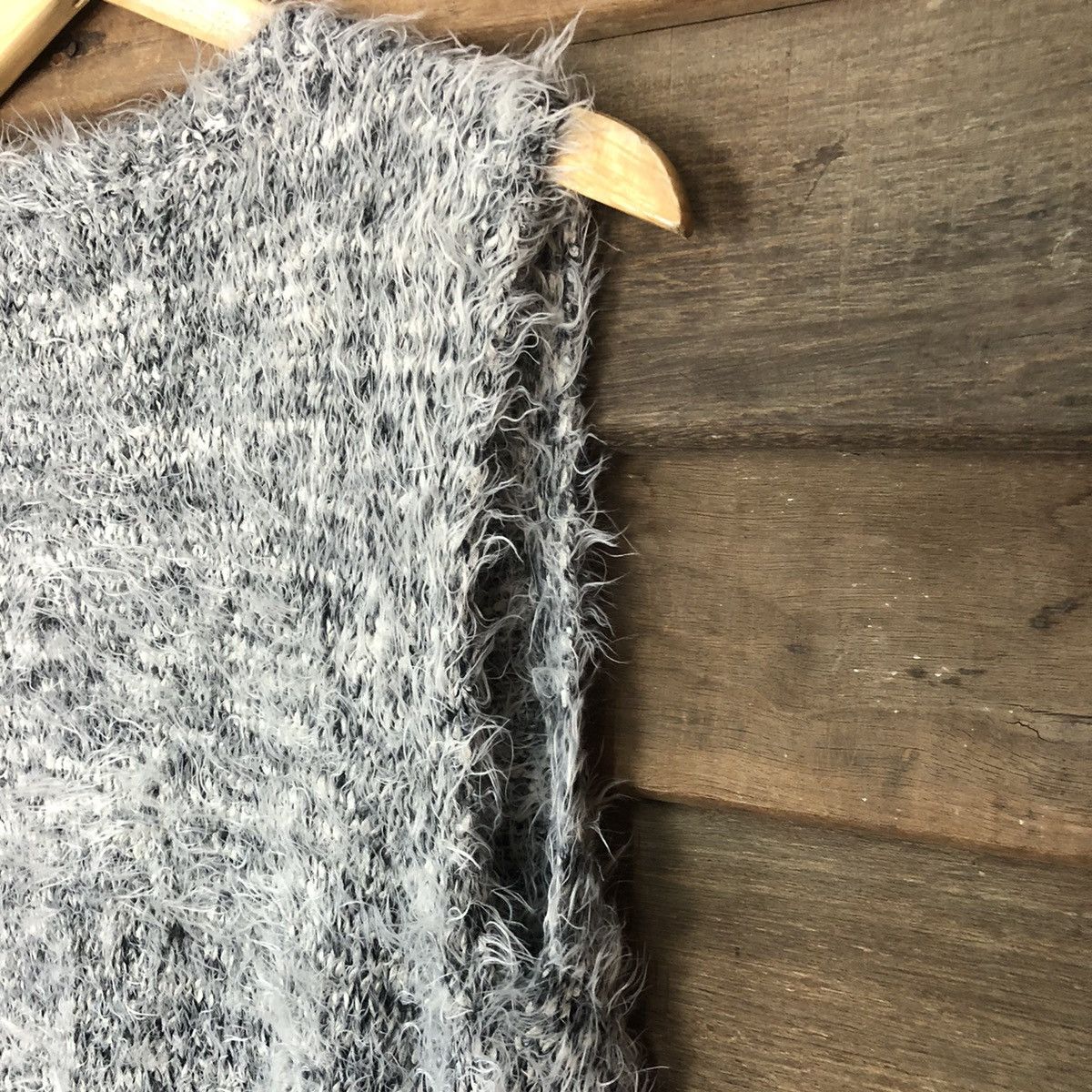 Japanese Brand DLS Gu grey Shag Shaggy Fur Mohair cardigan Knitwear #BB581 Size M / US 6-8 / IT 42-44 - 9 Thumbnail