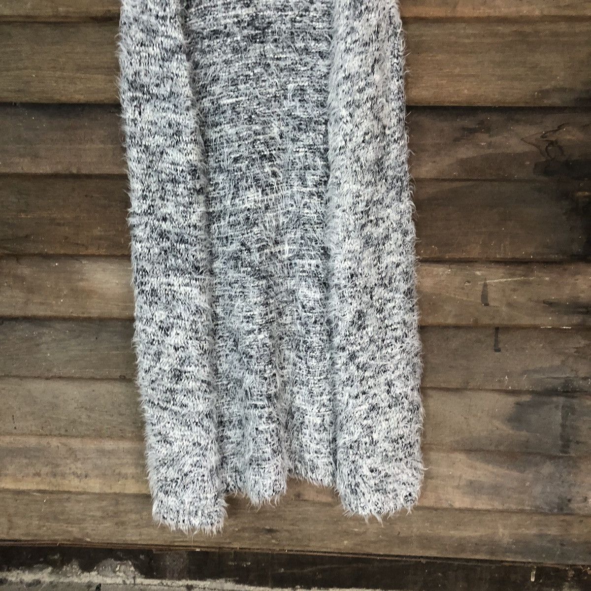 Japanese Brand DLS Gu grey Shag Shaggy Fur Mohair cardigan Knitwear #BB581 Size M / US 6-8 / IT 42-44 - 3 Thumbnail