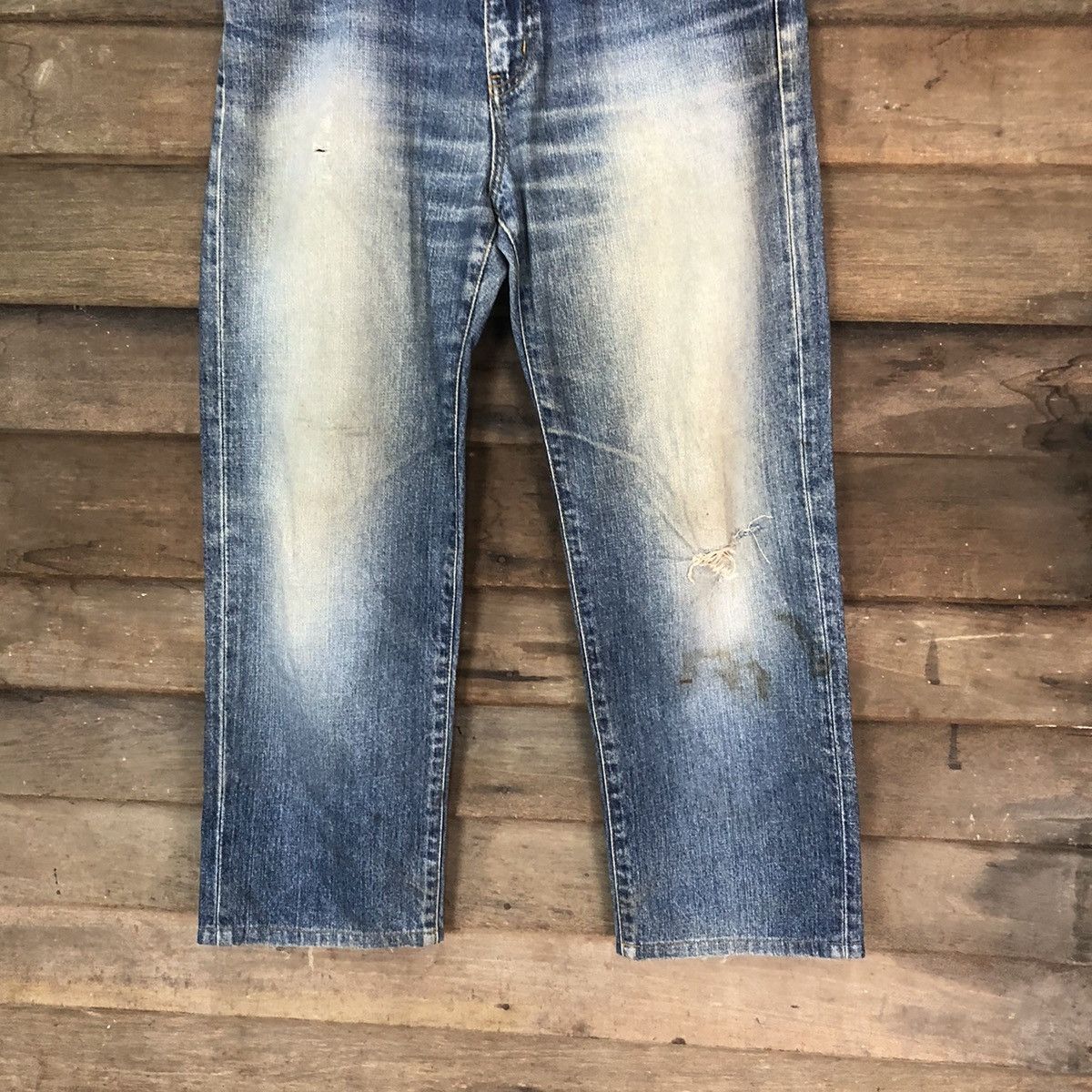 Uniqlo DLS Uniqlo Blue Distressed Denim Pants #BB547 Size US 31 - 3 Thumbnail