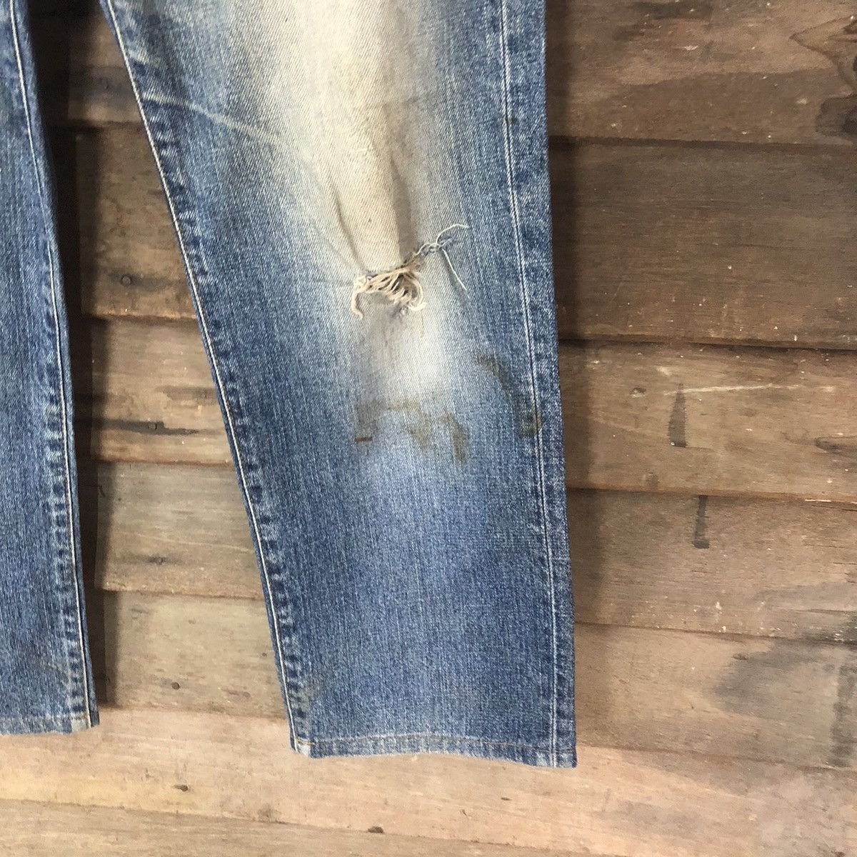 Uniqlo DLS Uniqlo Blue Distressed Denim Pants #BB547 Size US 31 - 7 Thumbnail