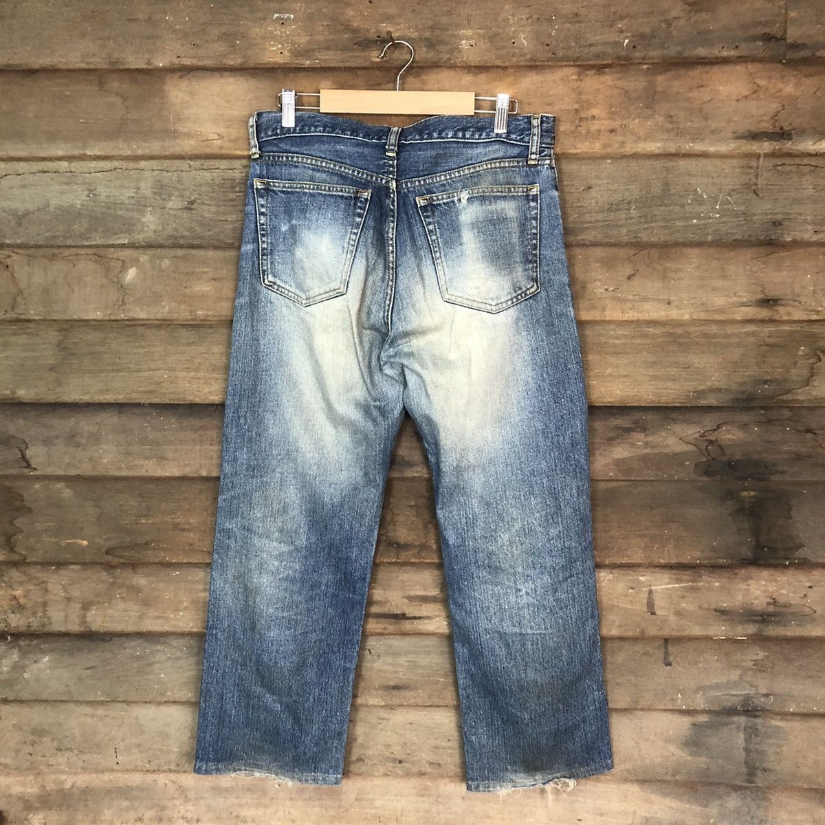 Uniqlo DLS Uniqlo Blue Distressed Denim Pants #BB547 Size US 31 - 9 Thumbnail