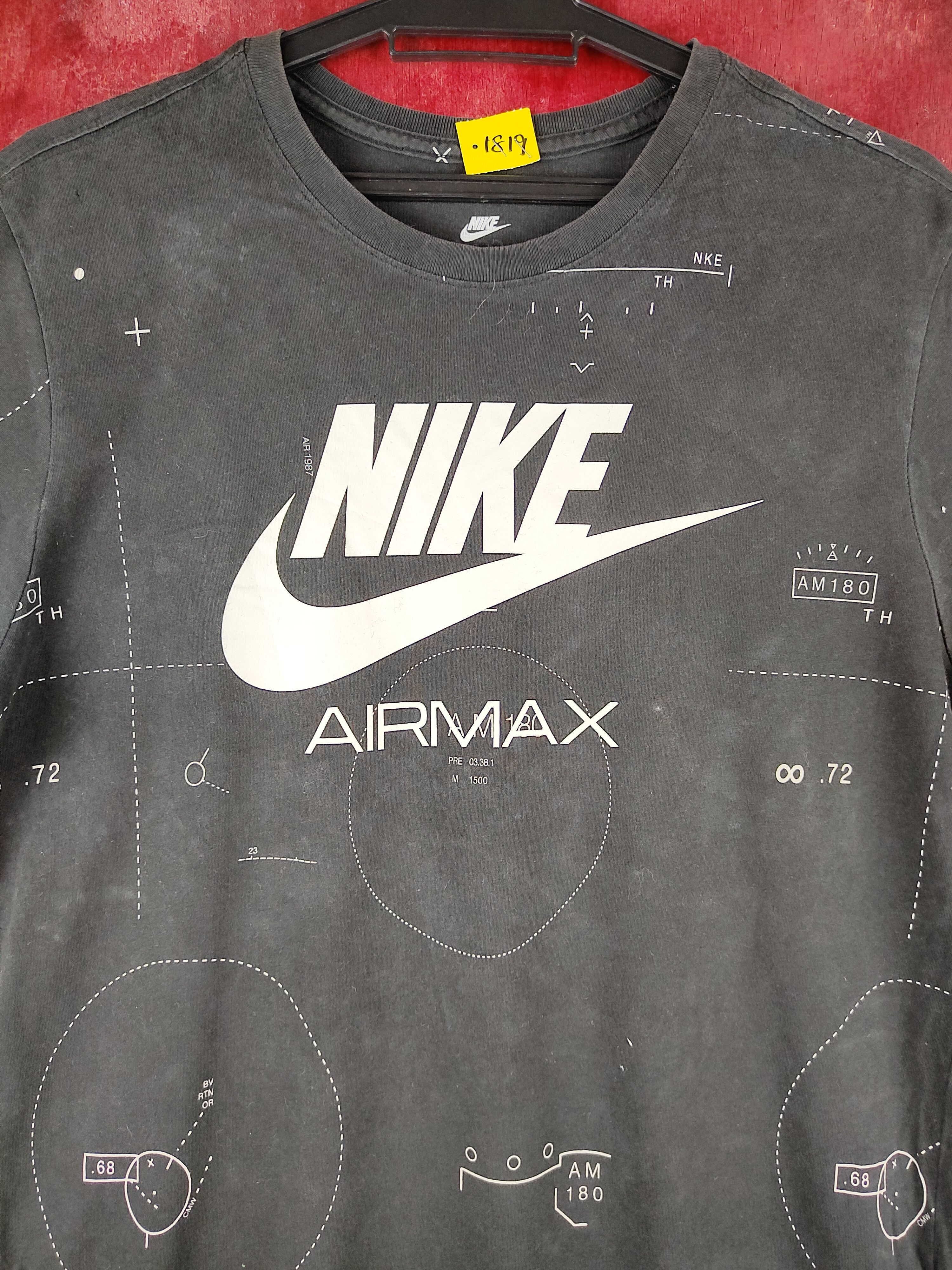 Nike Nike-Airmax Black Faded Short Sleeve T-shirt #S673 Size US M / EU 48-50 / 2 - 2 Thumbnail